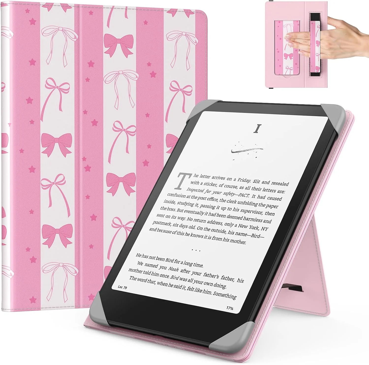 MoKo Universal Case for 6.8,7 Inch Paperwhite eReaders&Tablets, Pink Bow