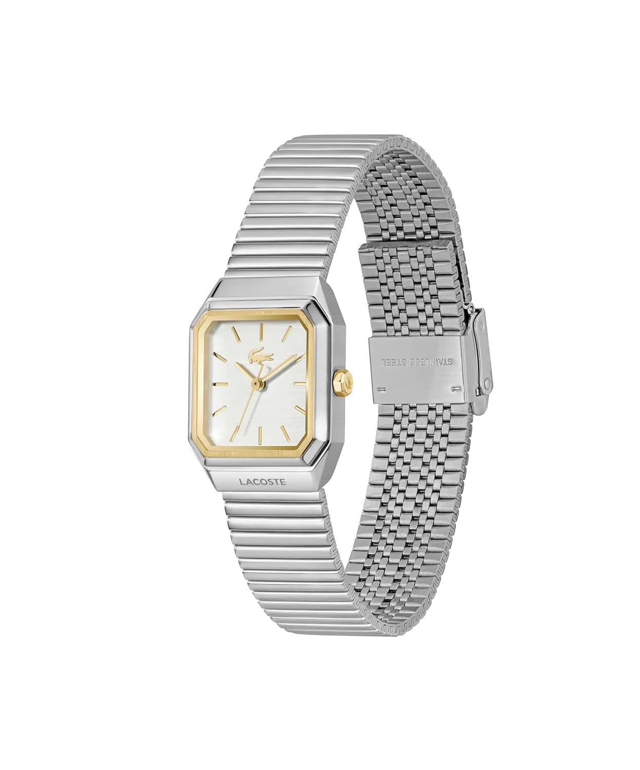 Lacoste Rene Women's Quartz Watch - Octagonal Case and Bezel, Three-Hand Dial, Mesh Bracelet - Modern, Vintage Timepiece - Gift for Her 23mm