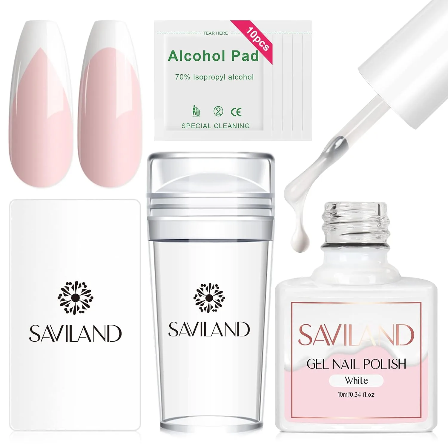 SAVILAND French Manicure Kit French Tip Tool with White Gel Nail Polish
