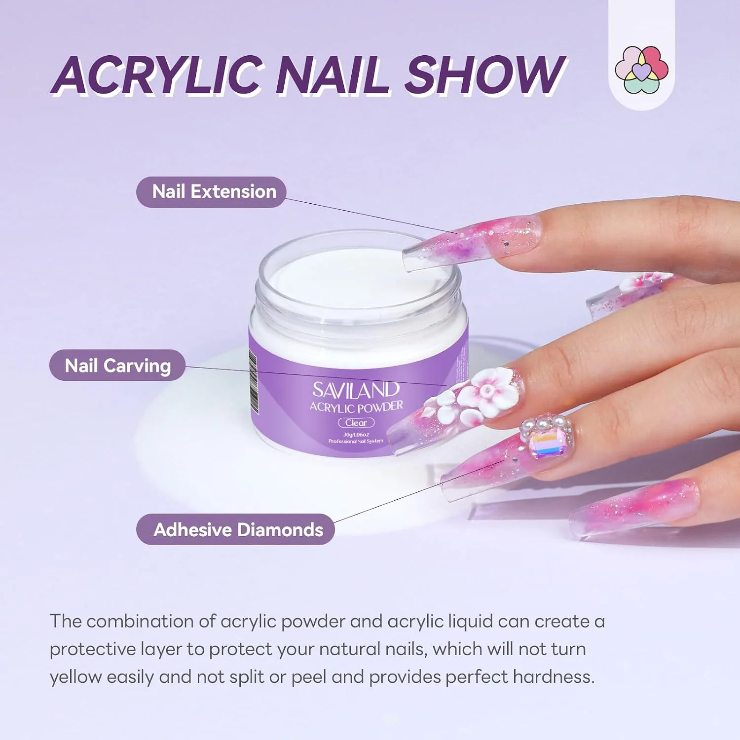 SAVILAND Acrylic Nail Kit for Beginners with Everything, Home Practice Set
