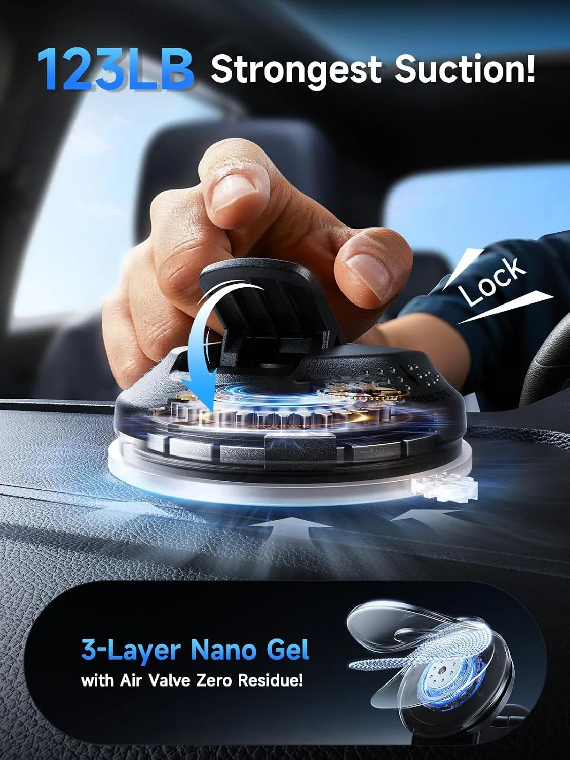 ANDERY Car Phone Holder for MagSafe [360° Adjustable Memory Alloy Arm | 2400gf Strongest Magnetic Power] Bendable Desk & Car Mount, Phone Holders for Your Car for iPhone and Smartphones, Carbon Fiber