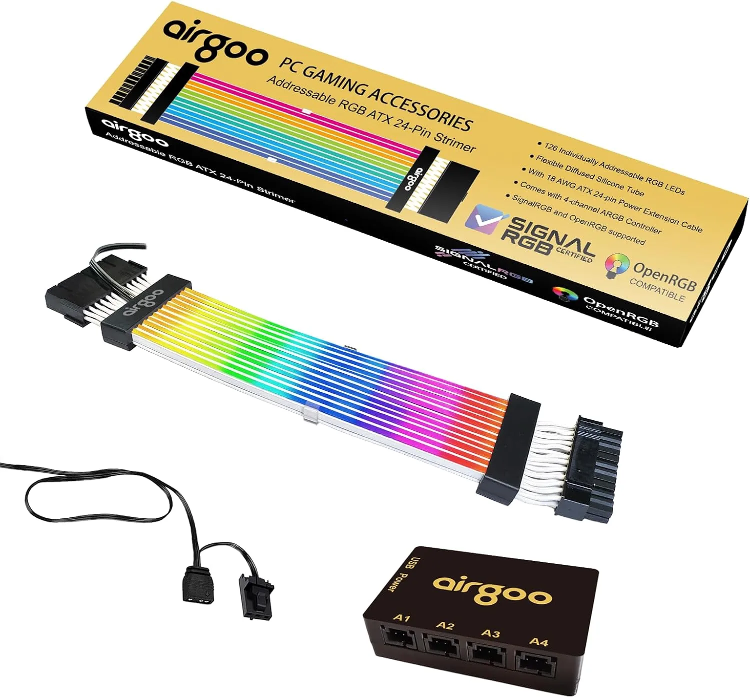 Airgoo Addressable RGB GPU Strimer, ARGB GPU 8-Pin Power Extension Cable