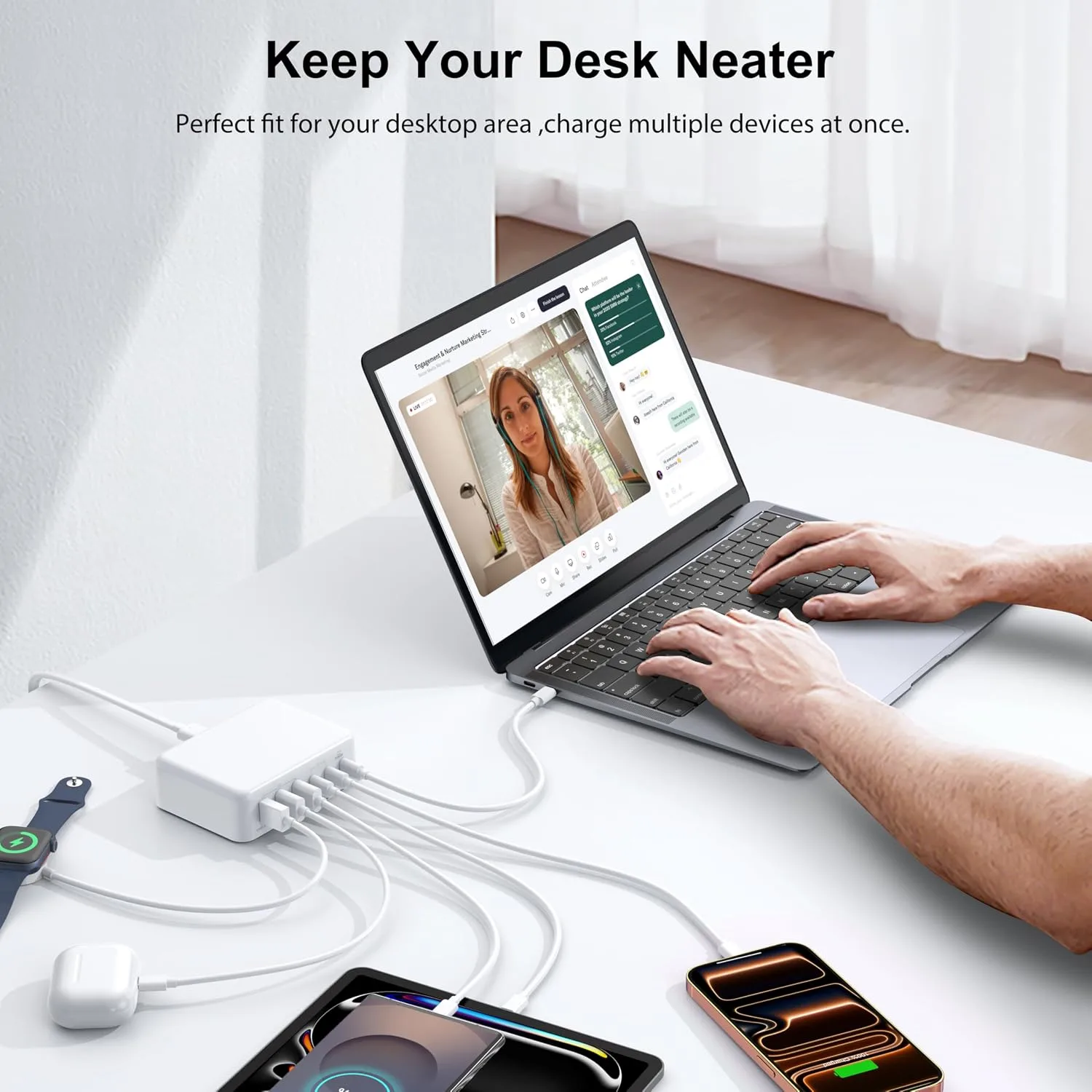 USB C Fast Charger Block, 150W Max 6-Port USB Charging Station Hub Cube