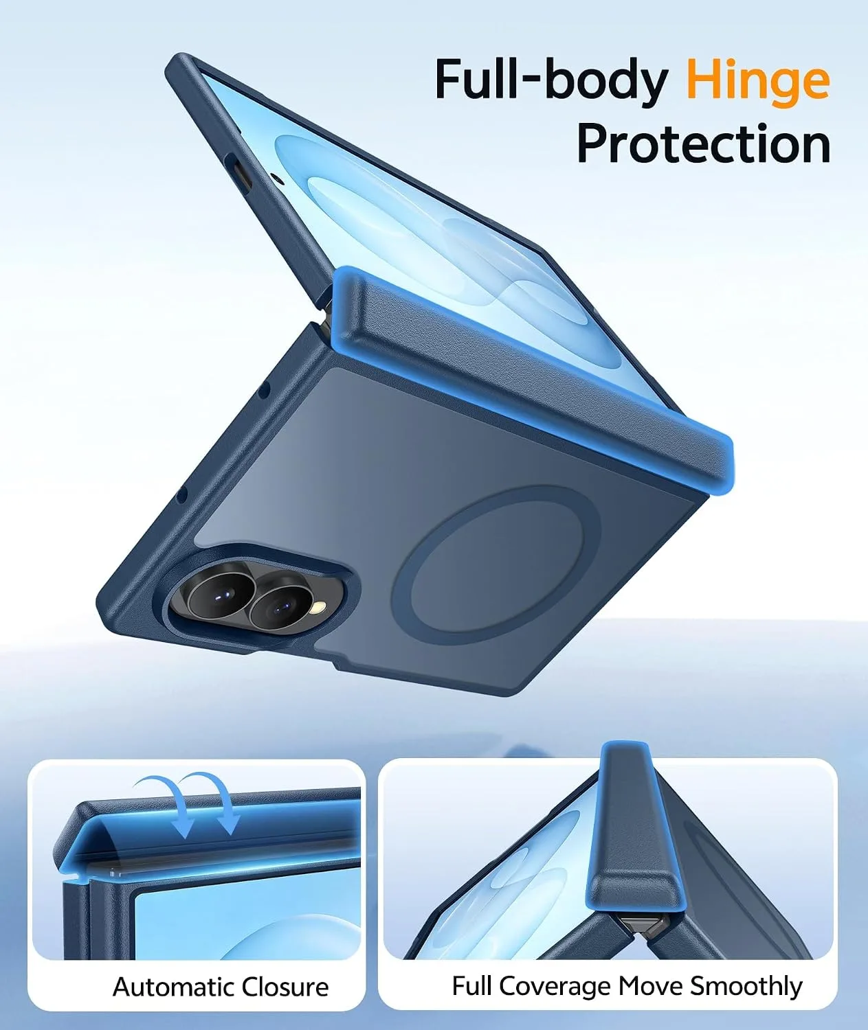 FNTCASE for Samsung Galaxy Z Fold 8 Case Fit for MagSafe Blue