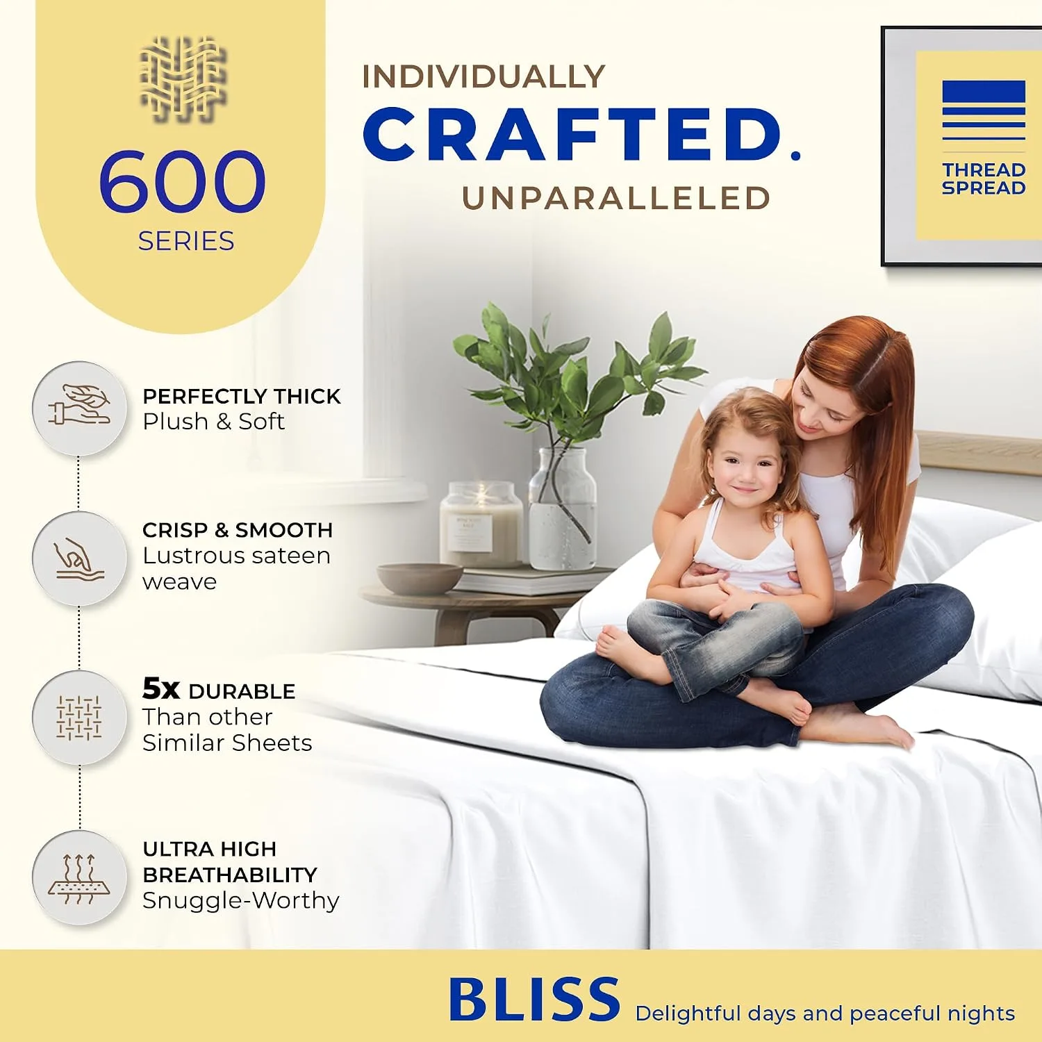 THREAD SPREAD Egyptian Cotton Sheets King Size - Luxury 600 Series King Size Sheets Set (4 PC, Taupe), 16" Deep Pocket All Around Elastic, Soft, Cooling, Sateen Weave, Durable Hotel Bed Sheet Sets