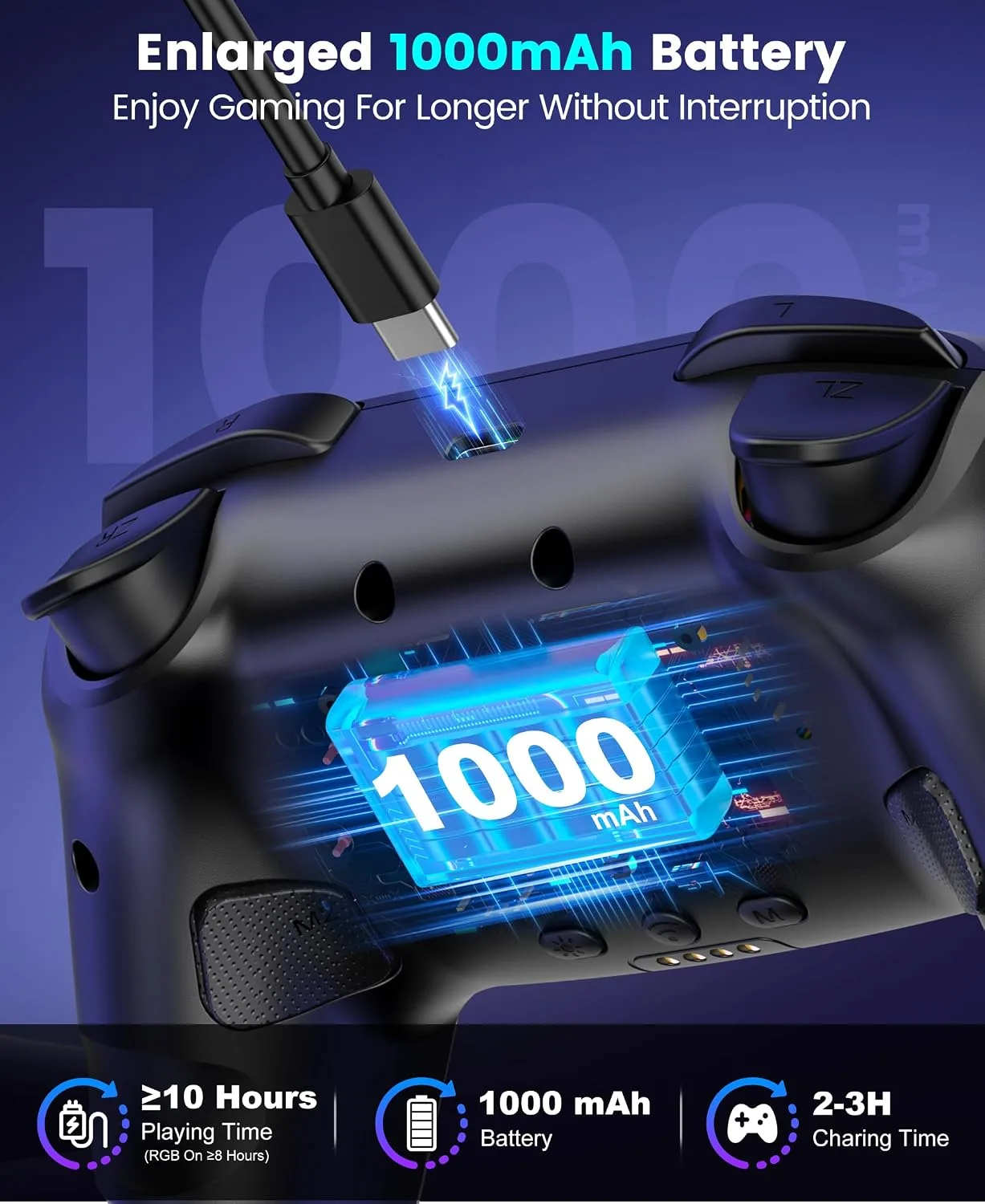 Switch 2 Pro Controller, 1000mAh Battery, Wireless Bluetooth Controller with Hall Effect Joysticks & Triggers, for Switch2/Switch/Switch OLED/Switch Lite, with 7 Light Modes/Paddle/Turbo/Motion/Charging Dock