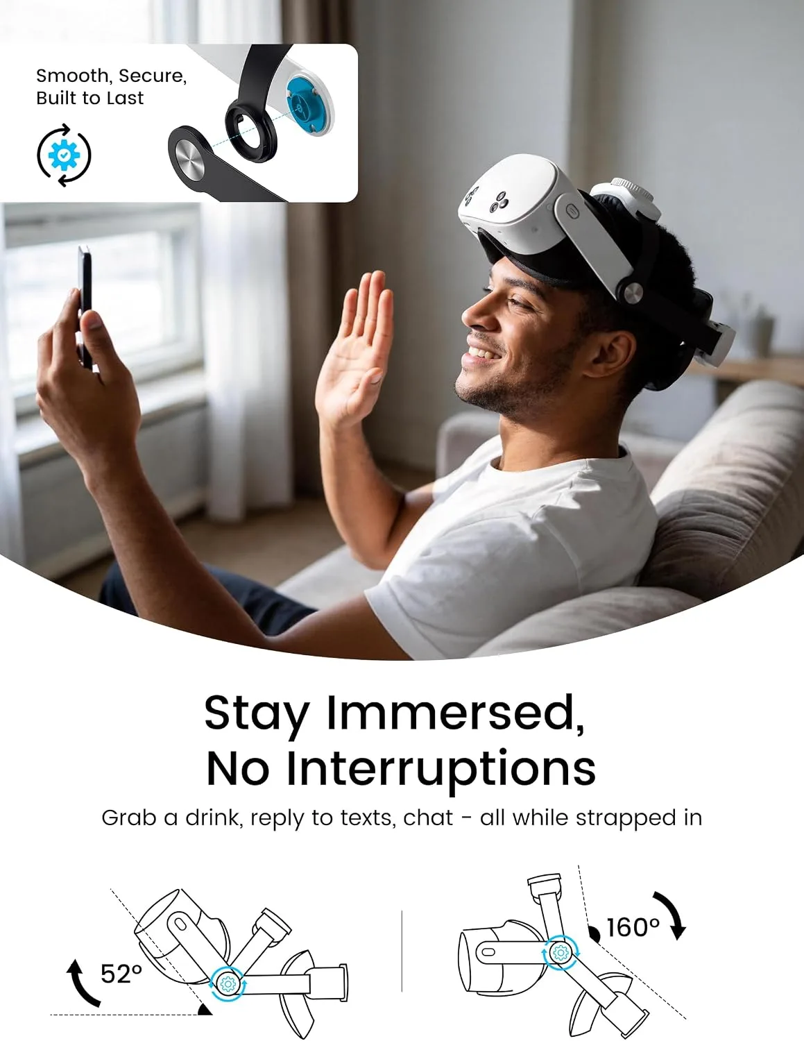 Kawaye Head Strap with 20000mAh (10000 x 2) Hot-Swap Battery Packs for Meta Quest 3S/Quest 2/Quest 3 Head Strap, Double Knobs Adjustable Elite Strap Replacement,VR Headset Accessories Strap