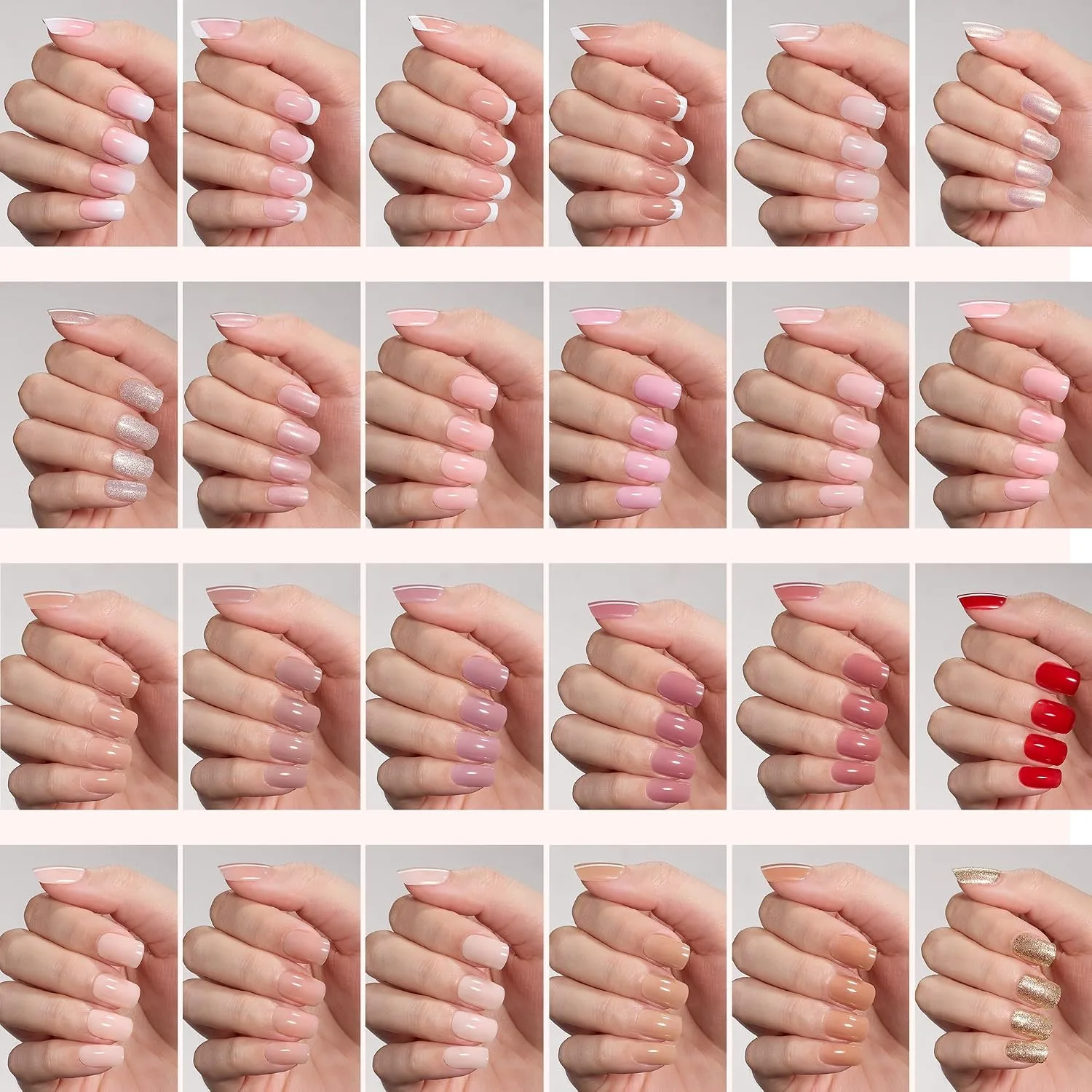 Beetles Press On Nails Kit - Creamy Drizzle, Short Square 720Pcs 24 Colors