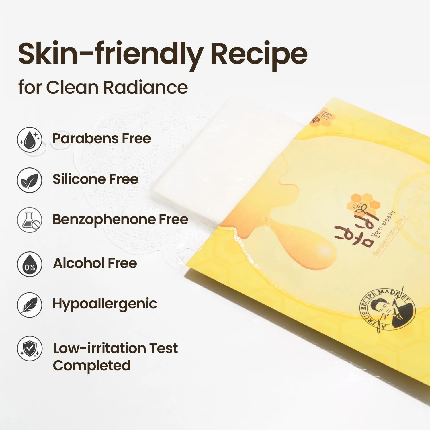 Papa Recipe Bombee Honey Mask Pack 25g * 10 sheets - Sheet Mask, Facial Skin Care, Deep Moisturizing Serum for Dry Skin - Korean Skin Care, K-Beauty, Ampoule Solidified, For radiant skin