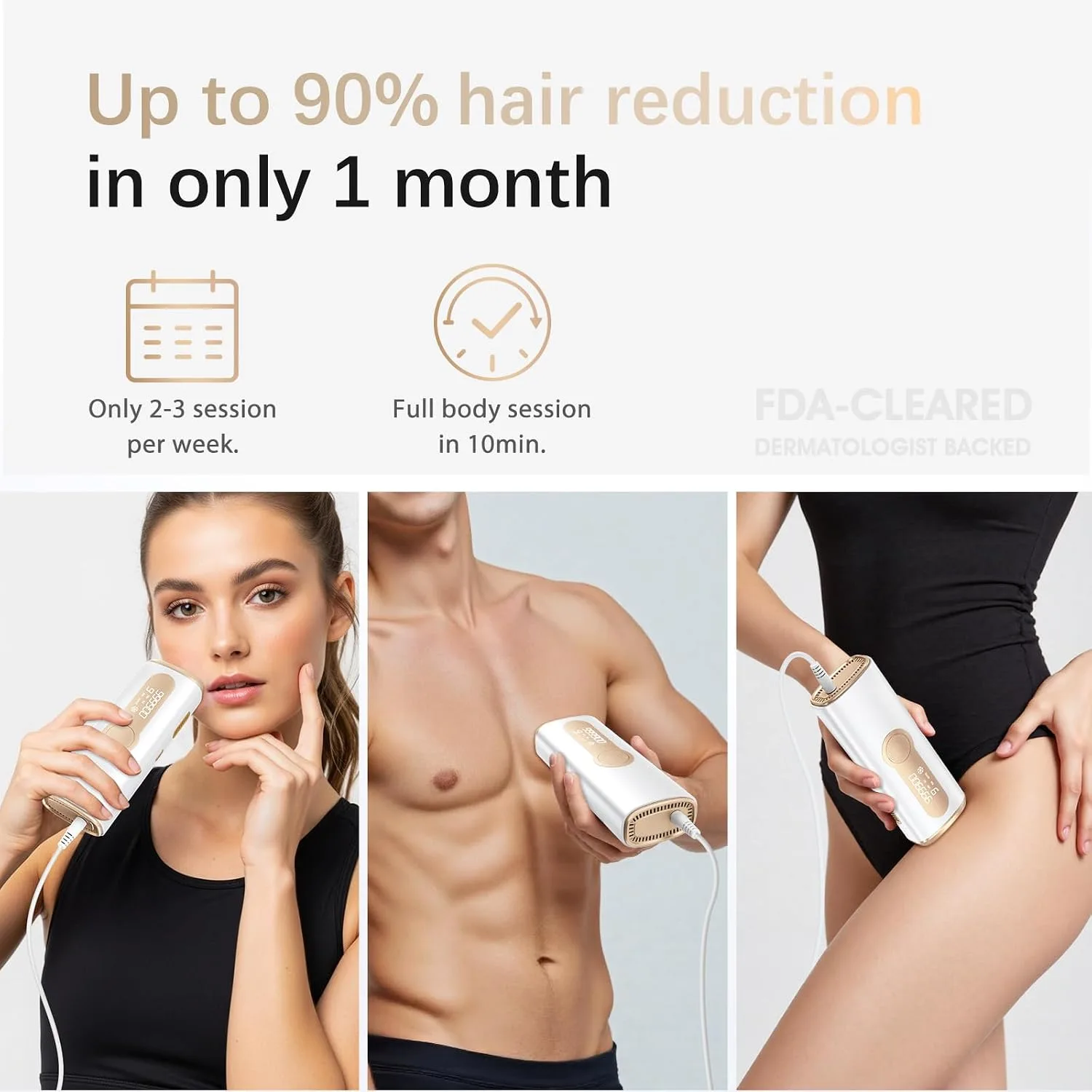 AMOTAOS IPL Laser Hair Removal, 19J, 45°F Cooling, Women & Men, Off-White