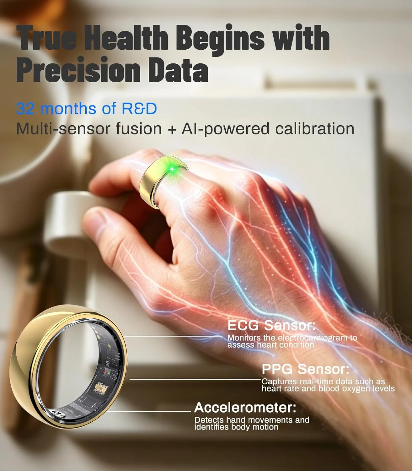AI Smart Ring for Women Men, Health Ring with AI Health Analysis
