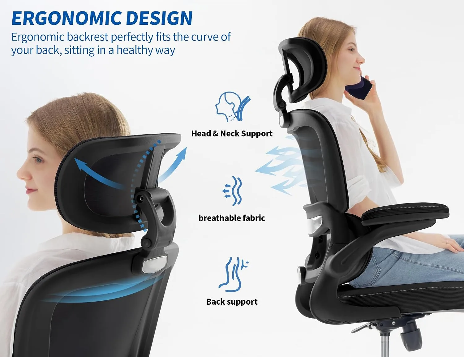 TRALT Office Chair Ergonomic Desk Chair with Lumbar Support Black Pu, 1