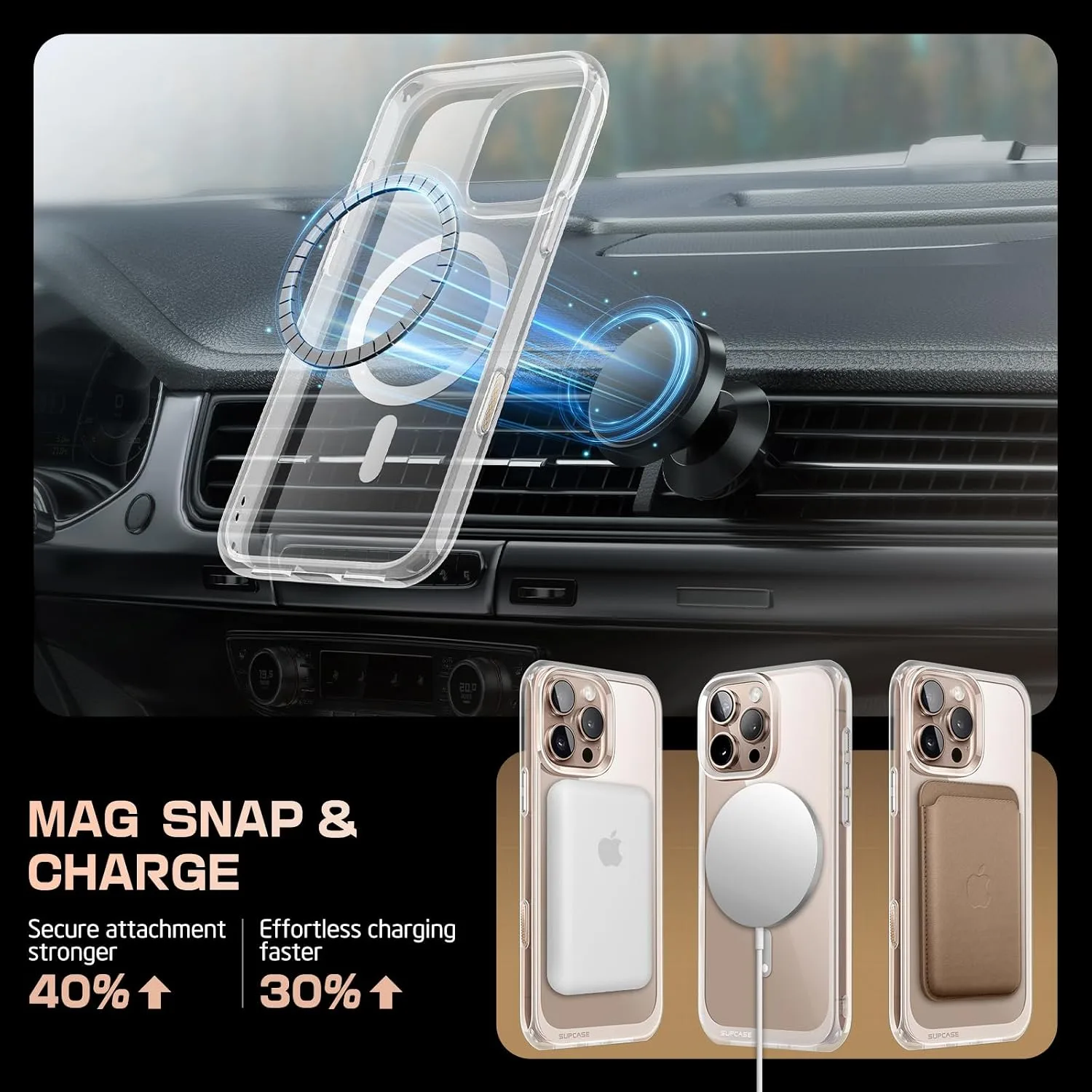 SUPCASE for iPhone 16 Pro Case (6.3 inch), Compatible with MagSafe, Clear