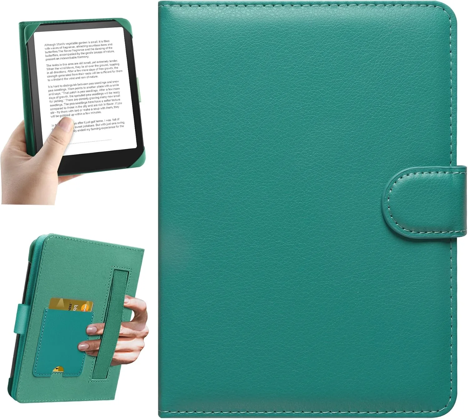 HoYiXi Universal Case for 6-inch Kindle eReader Compatible with Kobo/Voyaga/Pocketbook/Tolino E-Book Reader,6'' eReader Protective Cover with Built-in Card Slot,Cyan