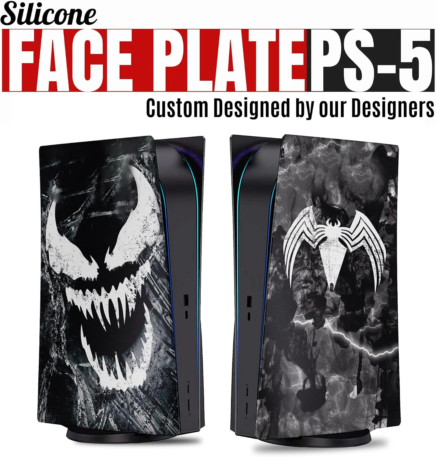 BCB Controllers Custom Vennom Silicone Cover Compatible with PS-5 Console (Slim) | Protective Silicone Case for Play-Station 5 Console | Proudly Designed in USA with Durable, Anti-Slip Material