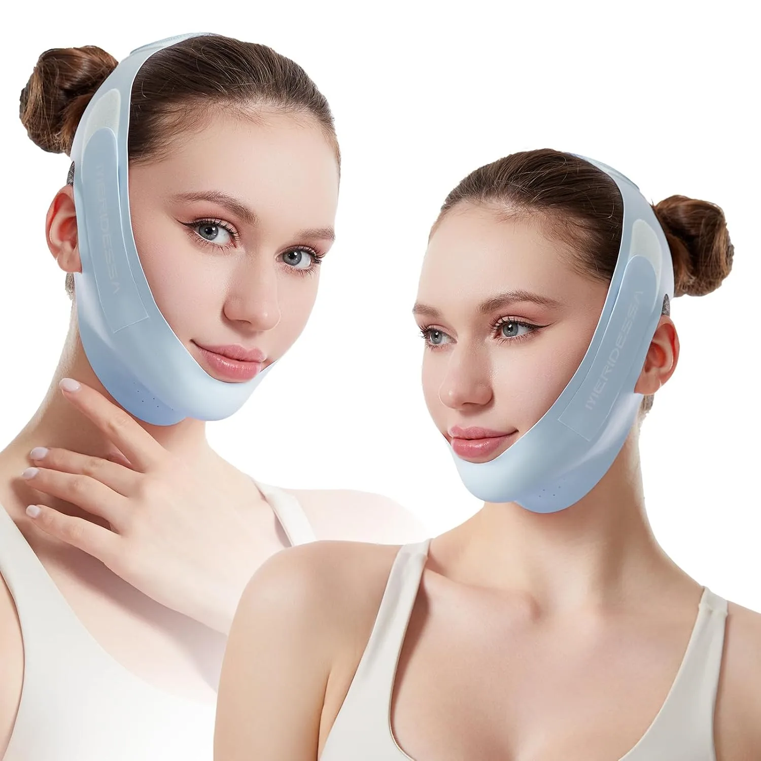 V-Lift Pro V-Line Lifting Face Mask - Anti-Wrinkle & Face Contouring Wearable Band, Double Chin Reducer for Sculpted Jawline, Seamless Design with Breathable Fabric (Blue)