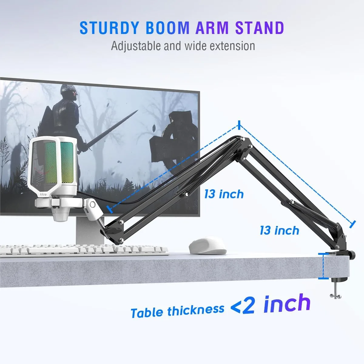FIFINE A6TW Gaming USB Microphone Kit, RGB Condenser Mic for PC Streaming