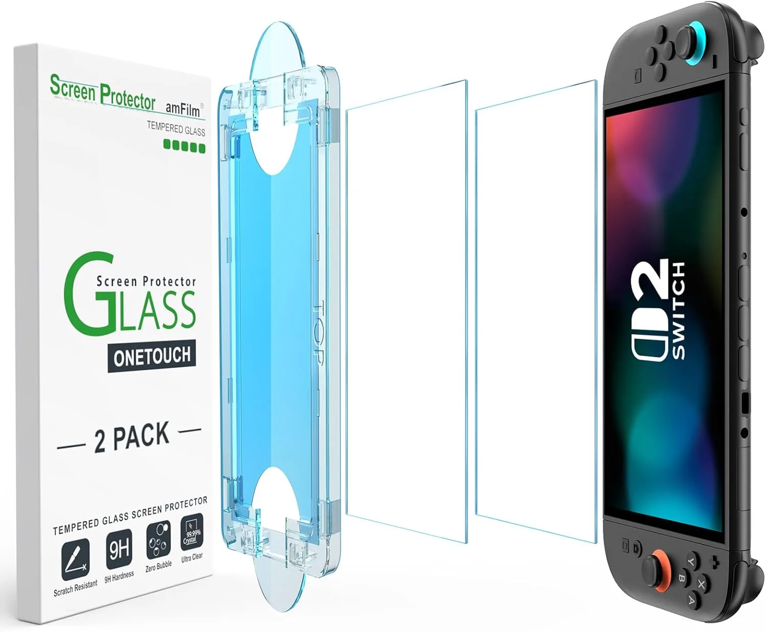 Protector de pantalla amFilm Auto-Alignment OneTouch para Nintendo Switch 2 2025