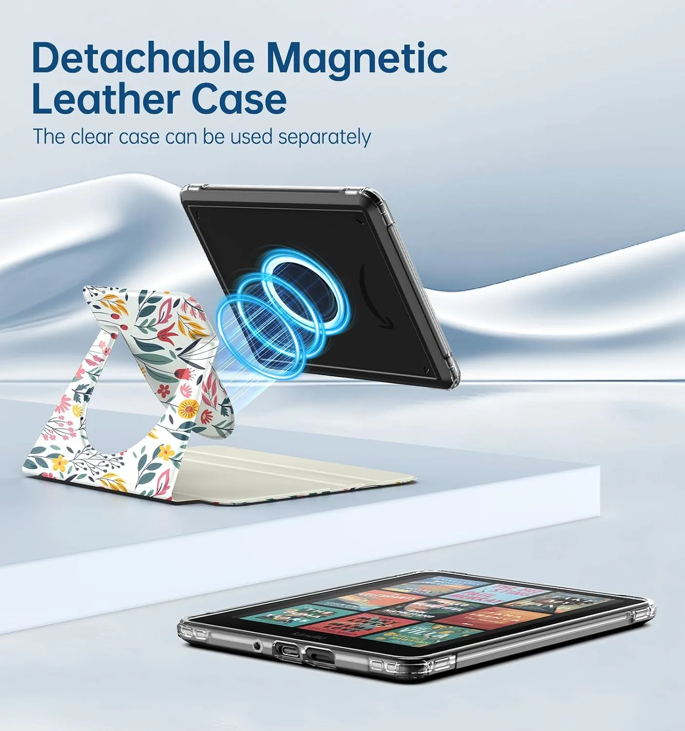 MoKo 360°Rotating Case for 7" Kindle Paperwhite 12th Gen/Colorsoft, Flowers