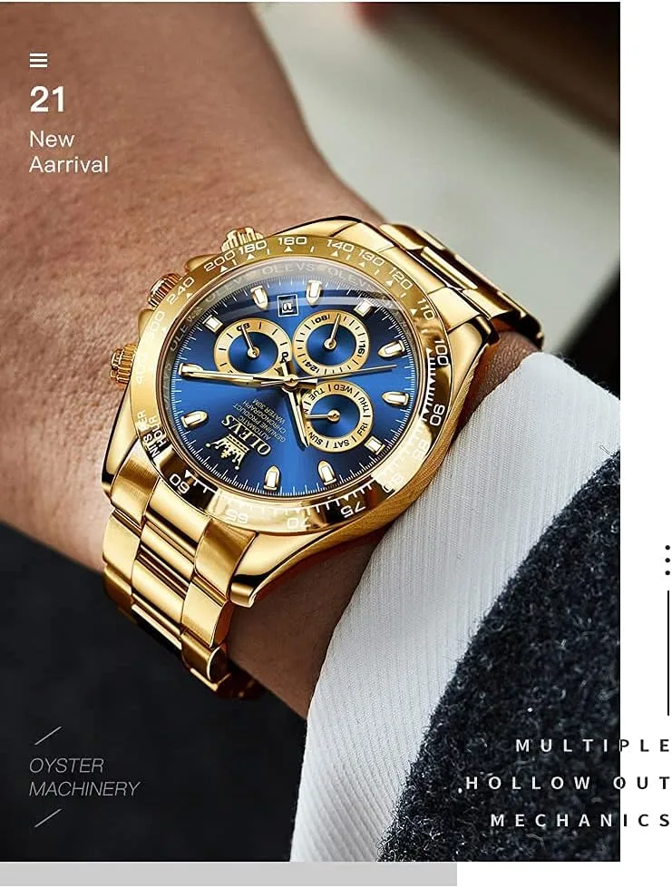 OLEVS Automatic Gold Watches for Men Luxury Classic Stainless Steel