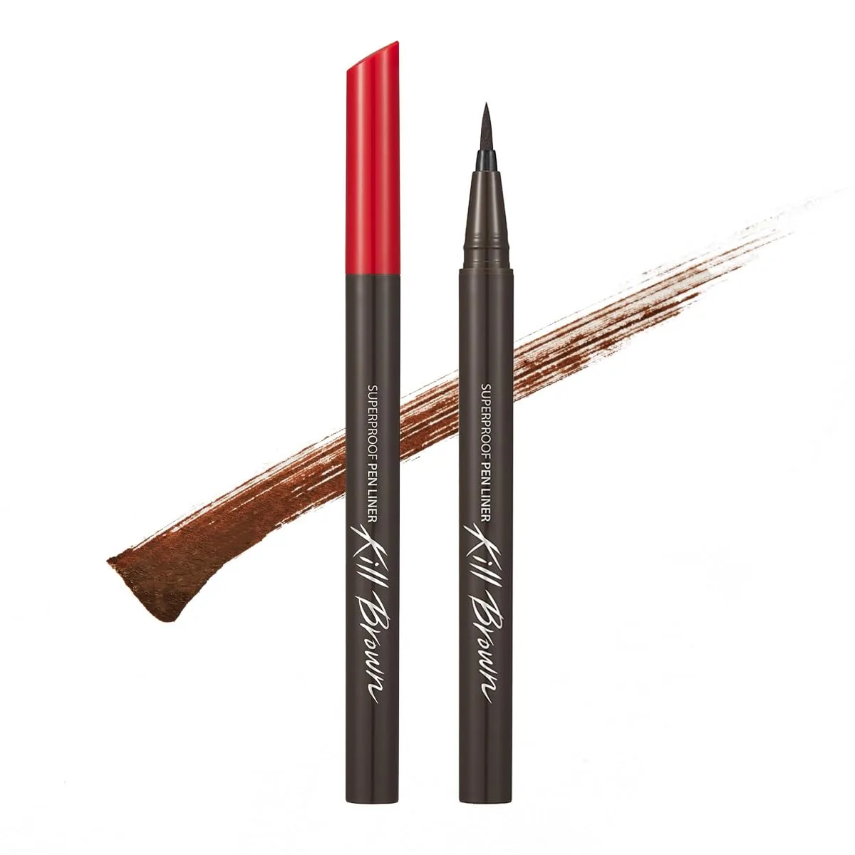 CLIO Superproof Pen Liquid Eyeliner, Waterproof Smudge Proof Long Wear, Ultra Precision Sponge Tip, One Stroke High Pigment Color, Fast Dry Formula, Sharp Wing, Safe for Sensitive Eyes (002 Brown)