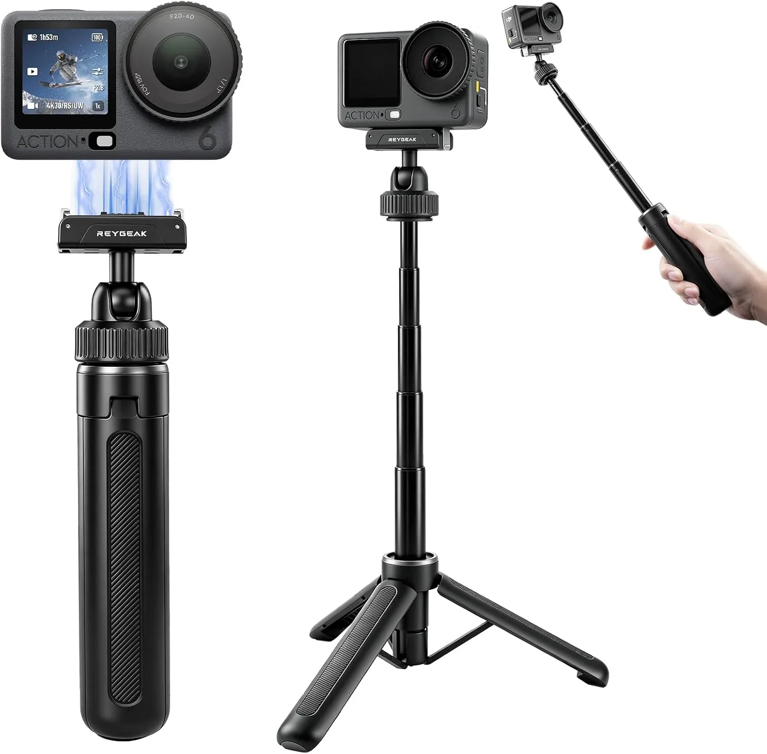 REYGEAK 15.75" Camera Tripod with 360° Ball Head for DJI Osmo Nano/Action 6