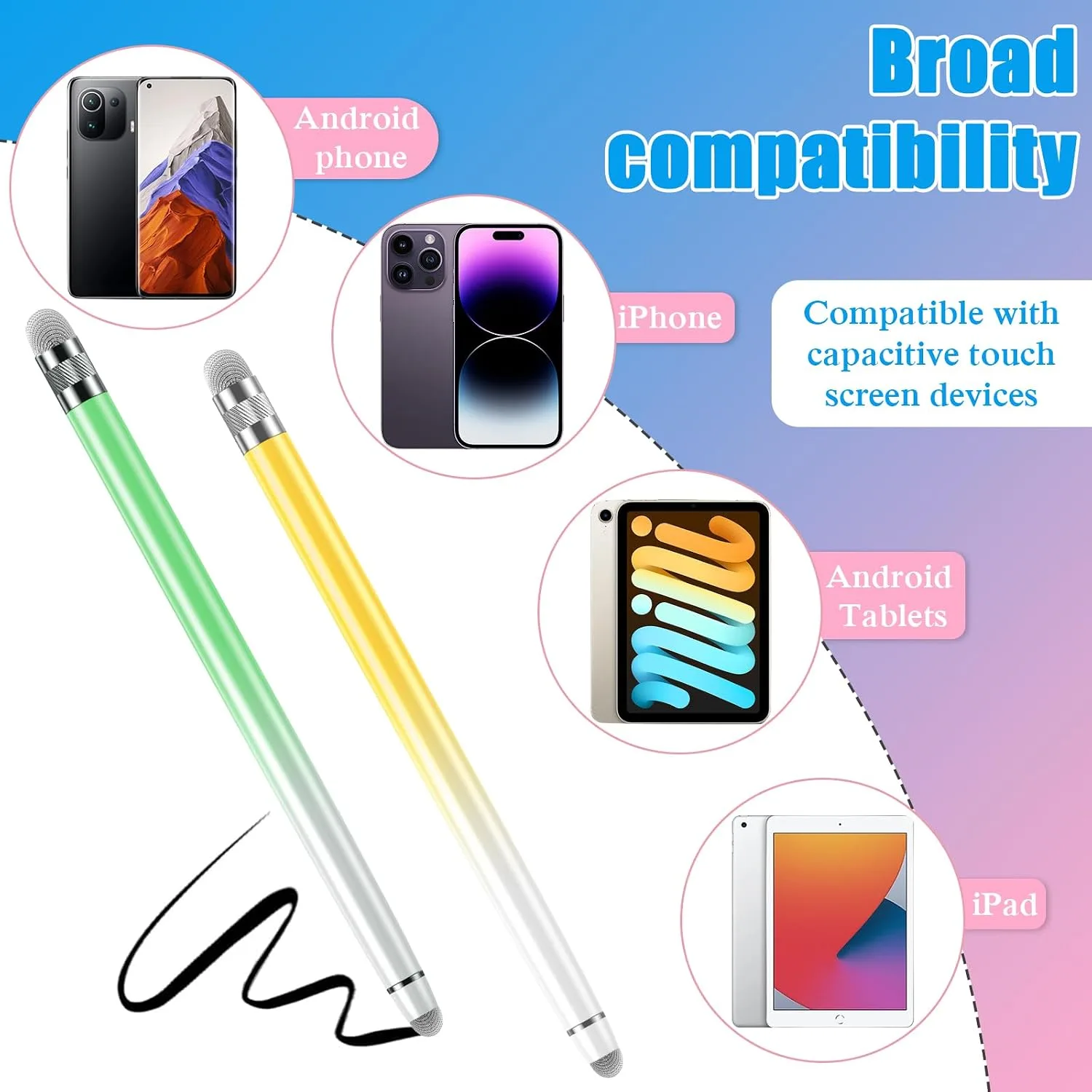 Bopomofo 5PCS Stylus Pen for Touchscreen,High Sensitivity & Precision