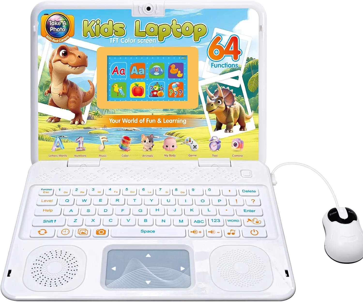Kids Laptop with Camera, Educational Color Screen Laptop with 64 Learning Modes, Computer for Kids Ages 5+
