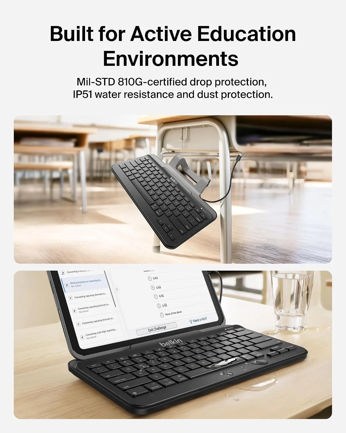 Belkin USB-C Wired Keyboard w/Stand, Plug & Play iPad