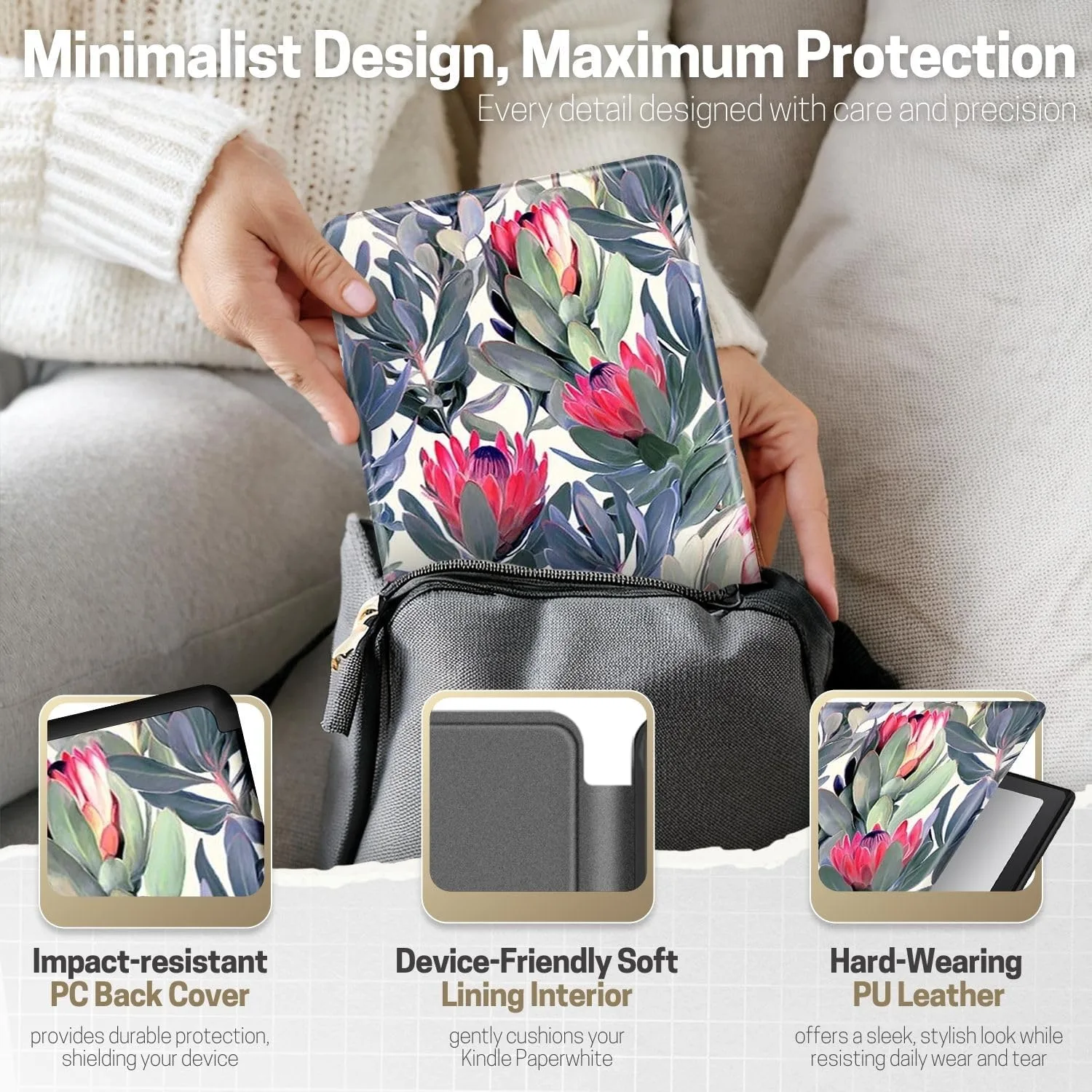 TNP Kindle Paperwhite 12th Gen Case, Colorsoft 7-Inch Cover, Great Flower