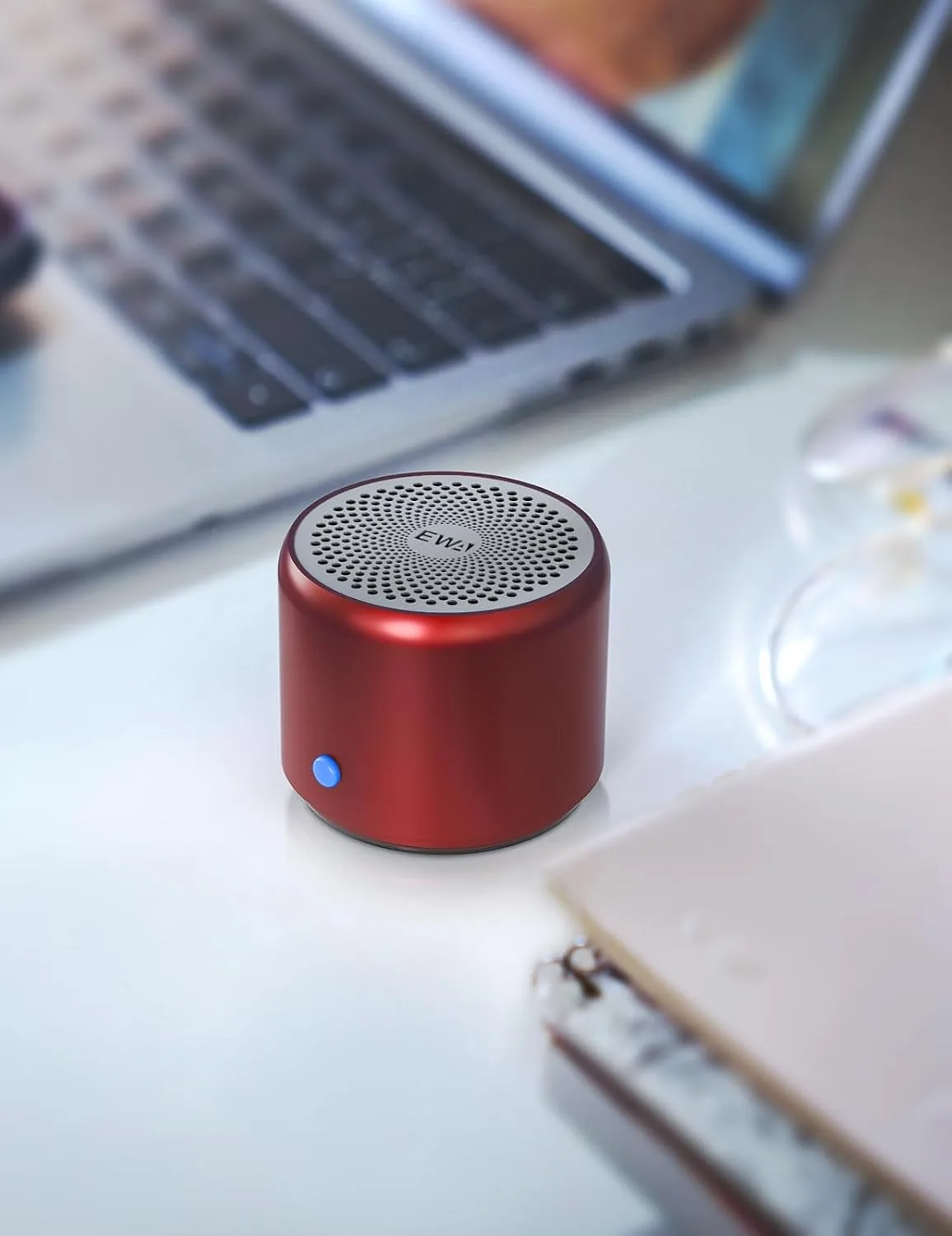 EWA Travel Case Packed, A106 Pro Portable Bluetooth Speaker with Custom Bass Radiator, Brief Design, IP67 Waterproof, Perfect Mini Speaker for Shower, Room, Bike, Car (Red)