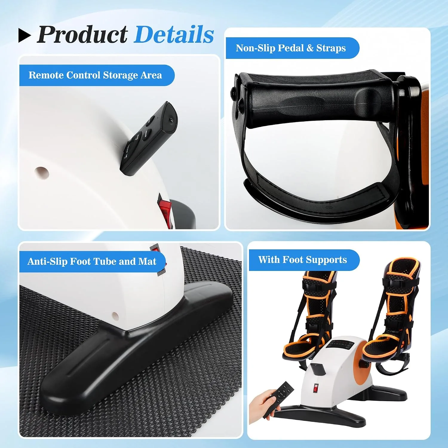 Motorized Pedal Exerciser for Seniors with Leg Support