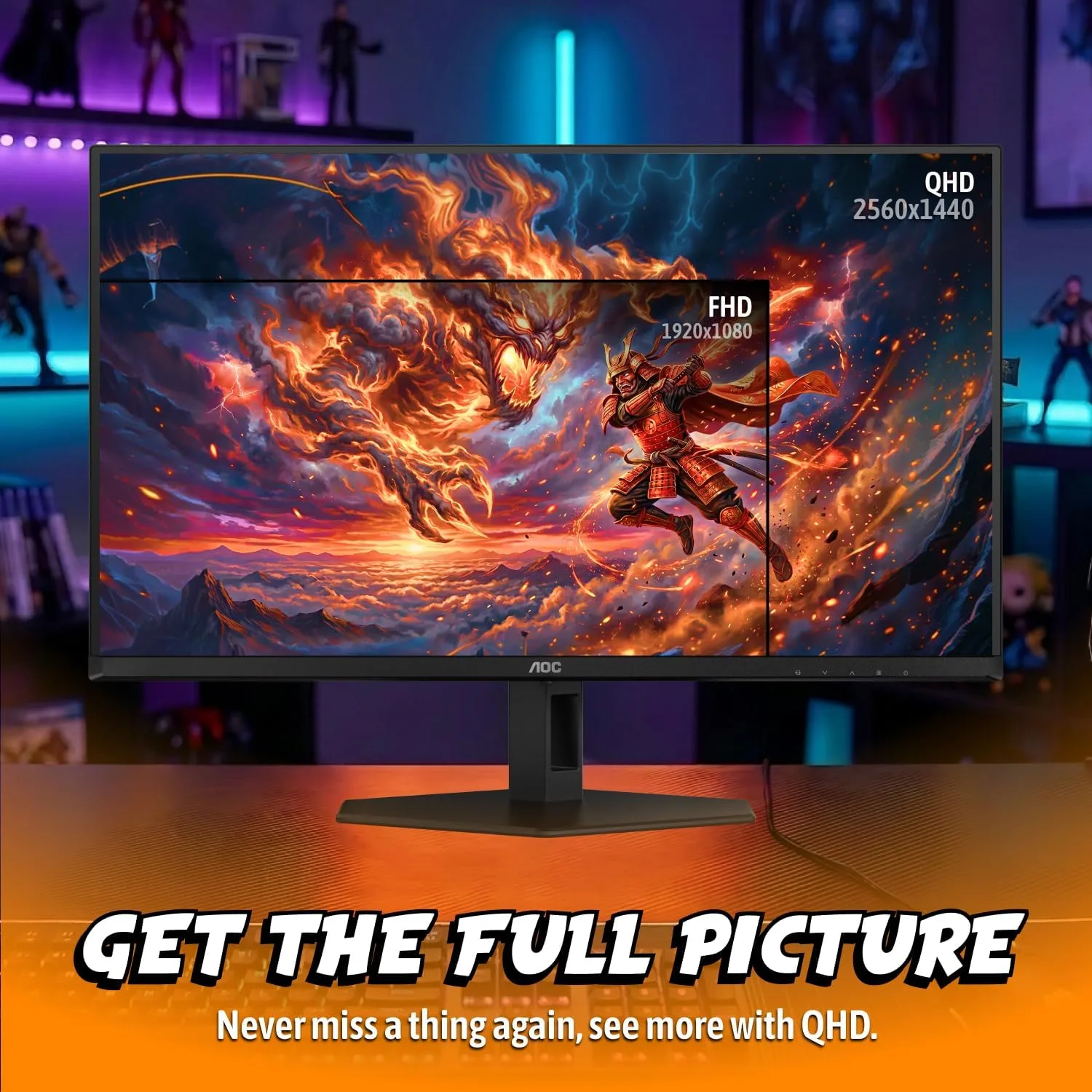 AOC 27" Gaming Monitor QHD QD OLED 144Hz NVIDIA G-SYNC Compatible Q27GADE