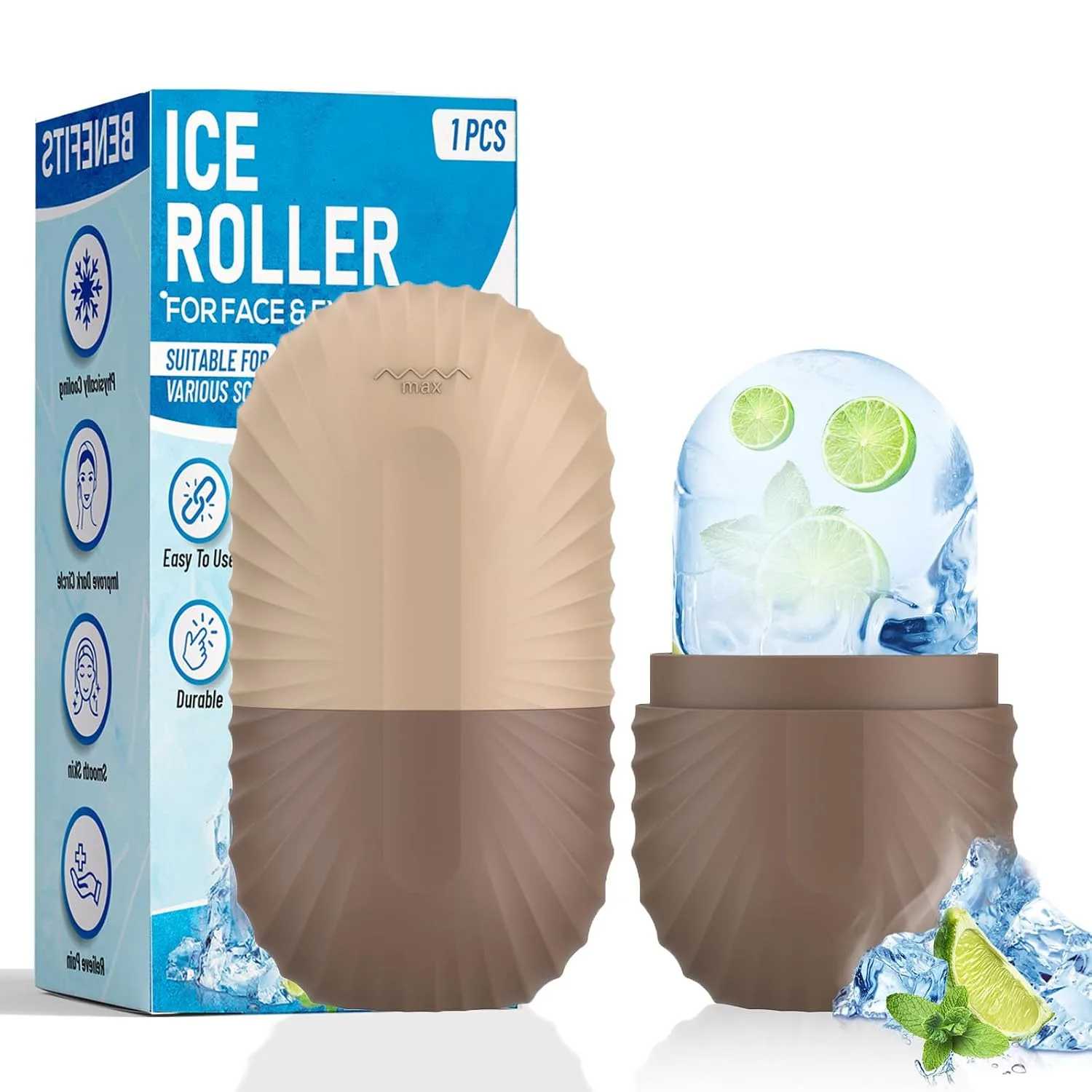 Rodillo de hielo para rostro y ojos Zpu silicona marrón