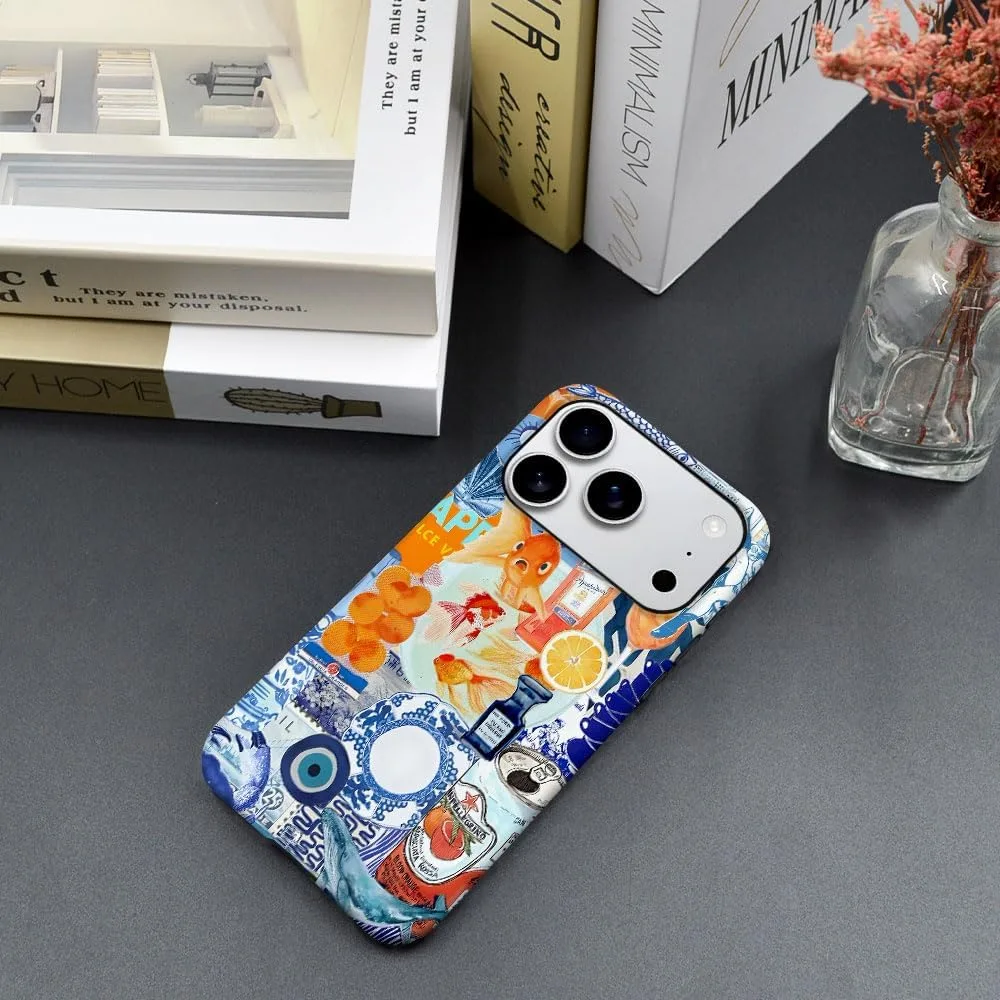 Case Compatible with iPhone 18 Pro/iPhone 17 Pro,Fall Prevention Hybrid 2-Layer Hard Shell Phone Cover for Girls Boys,Fish Orange Collage European