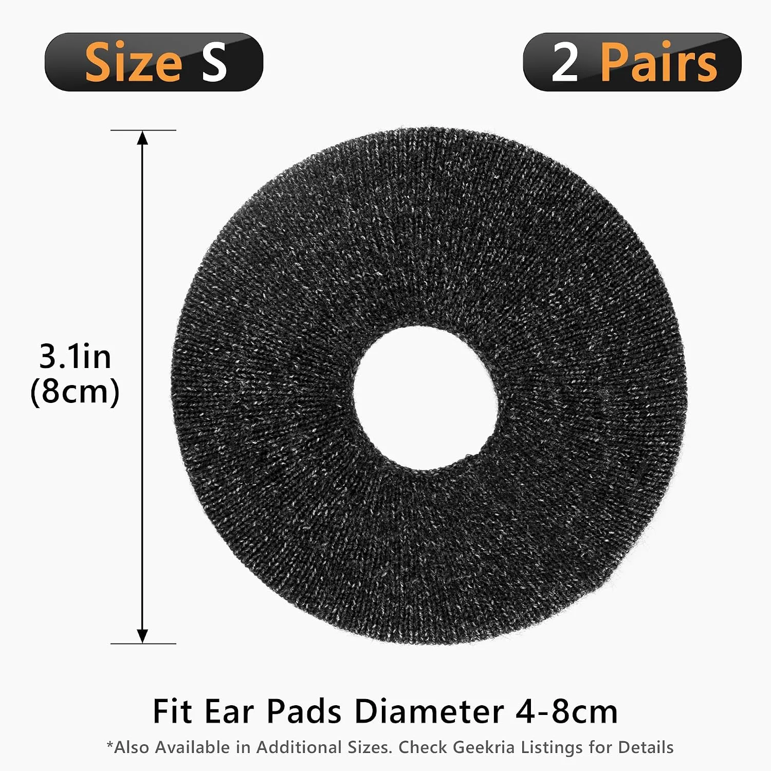 Geekria 2 Pairs Knitted Headphone Ear Covers - SGS Certified, Washable & Stretchable Earcup Protectors for On-Ear Headsets, Sweat Guards for Gym, Office & Work (S/Black Floral Gray)
