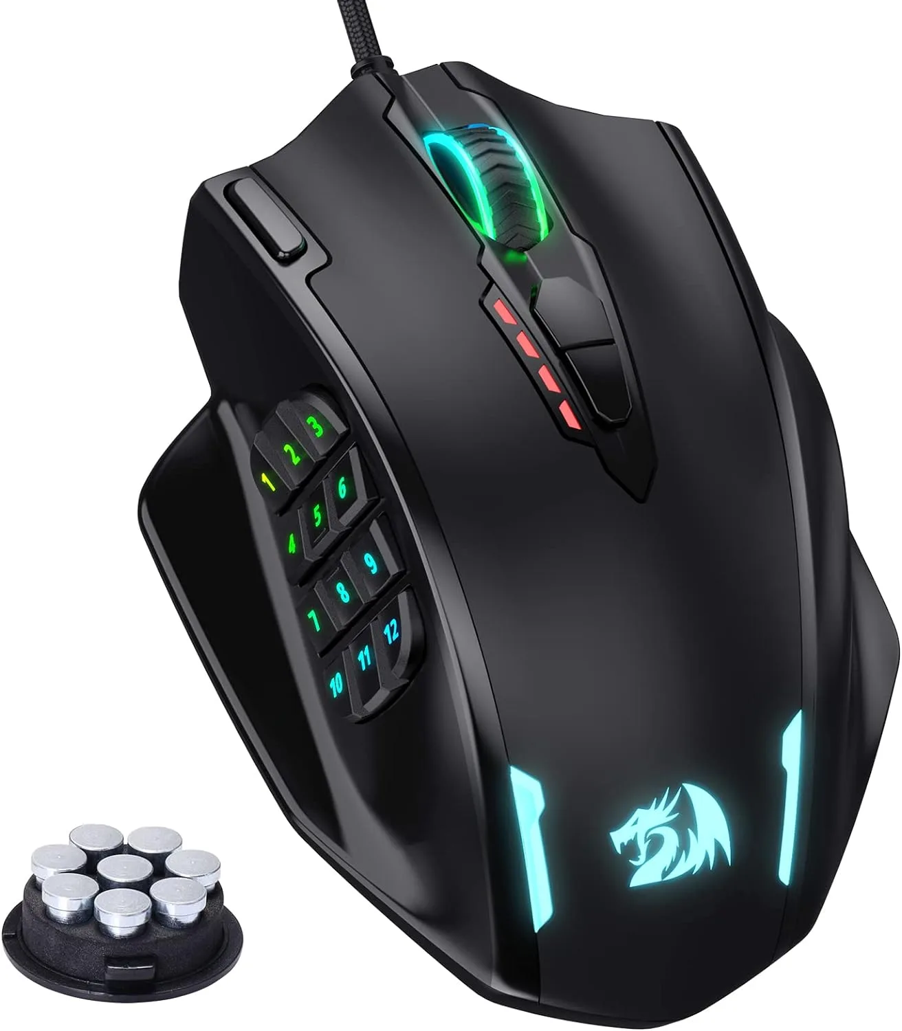 Mouse Gamer Redragon M908 Wired MMO RGB 12400 DPI con Teclas Programables