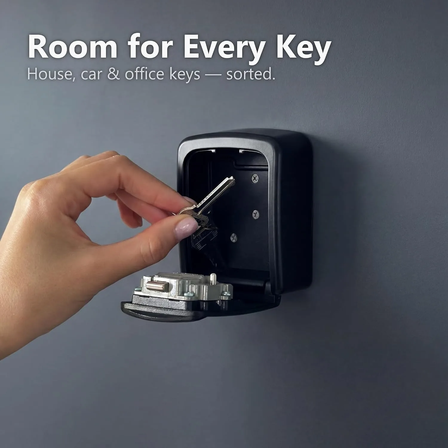 Iron Lock® Small Wall Mount Key Lock Box for Keys Outside (Black)