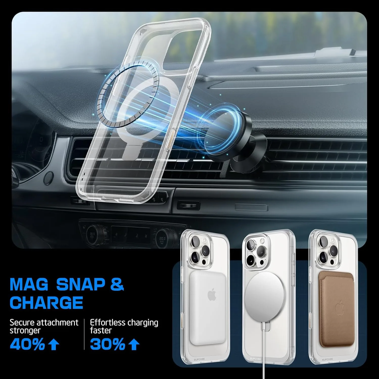 SUPCASE for iPhone 16 Pro Case (6.3 inch), Compatible with MagSafe, Crystal