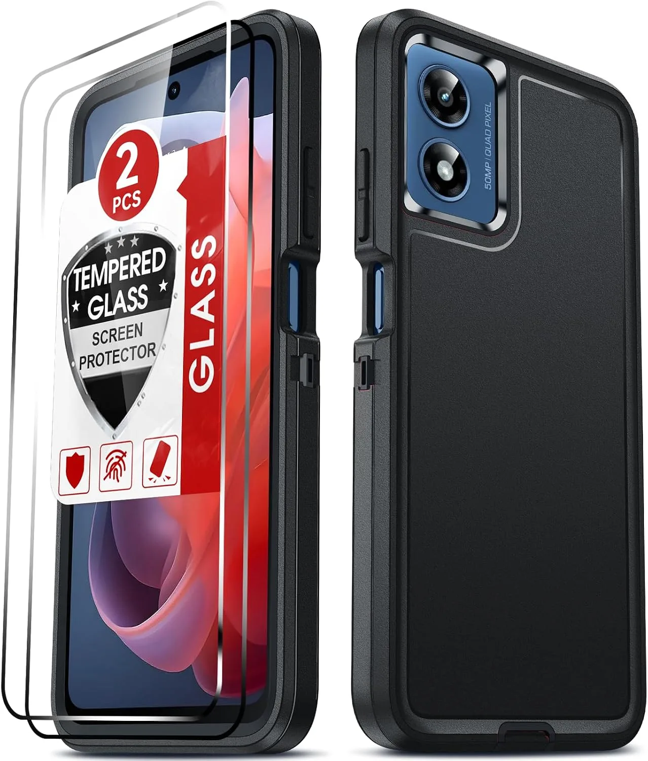 LeYi for Moto-G-5G-2024 Case: 𝗡𝗼𝘁 𝗣𝗹𝗮𝘆, 3-Layer Protection, Black