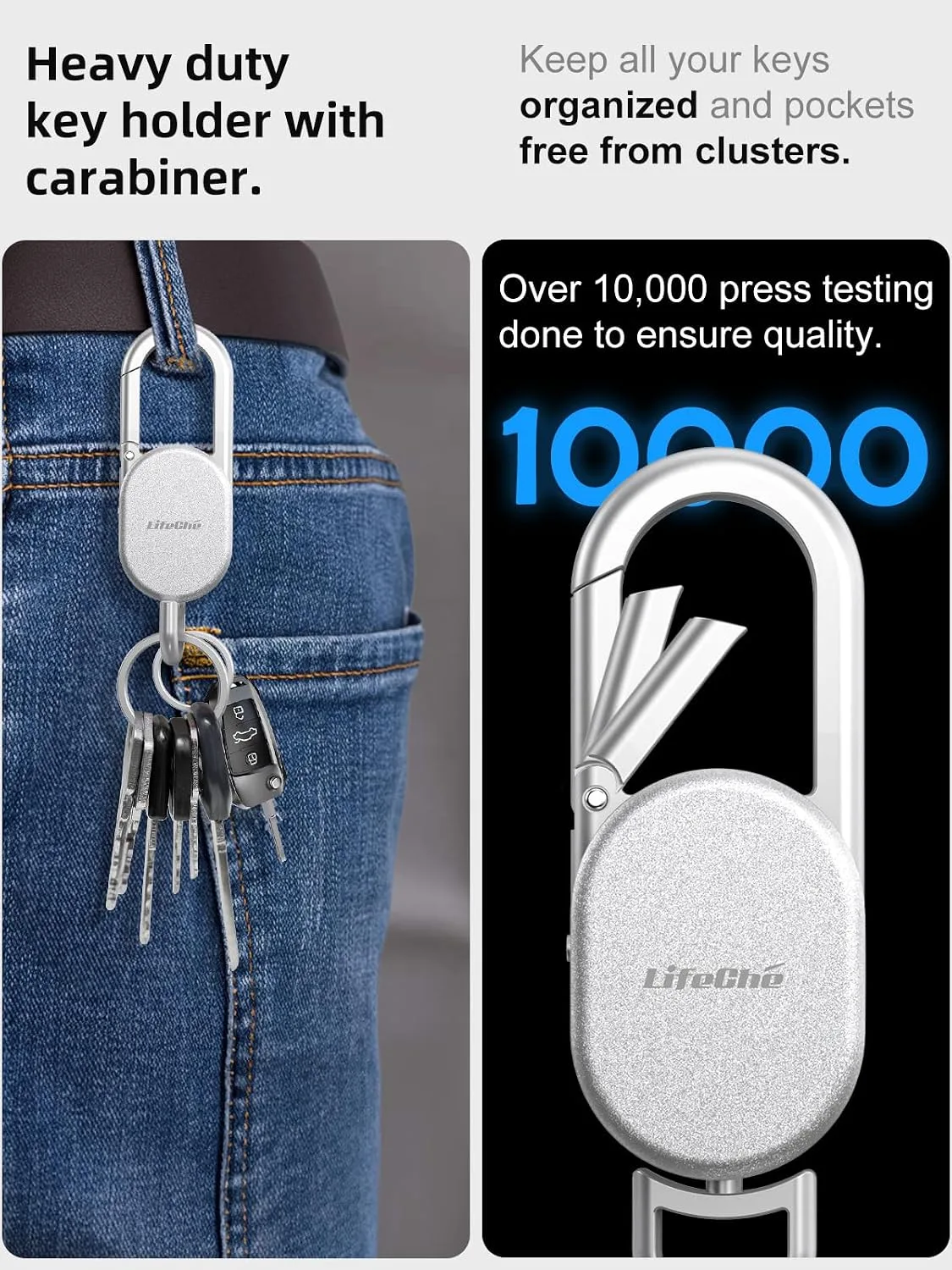 Find My Key Finder, Stainless Steel Keychain, Rechargeable Tracker