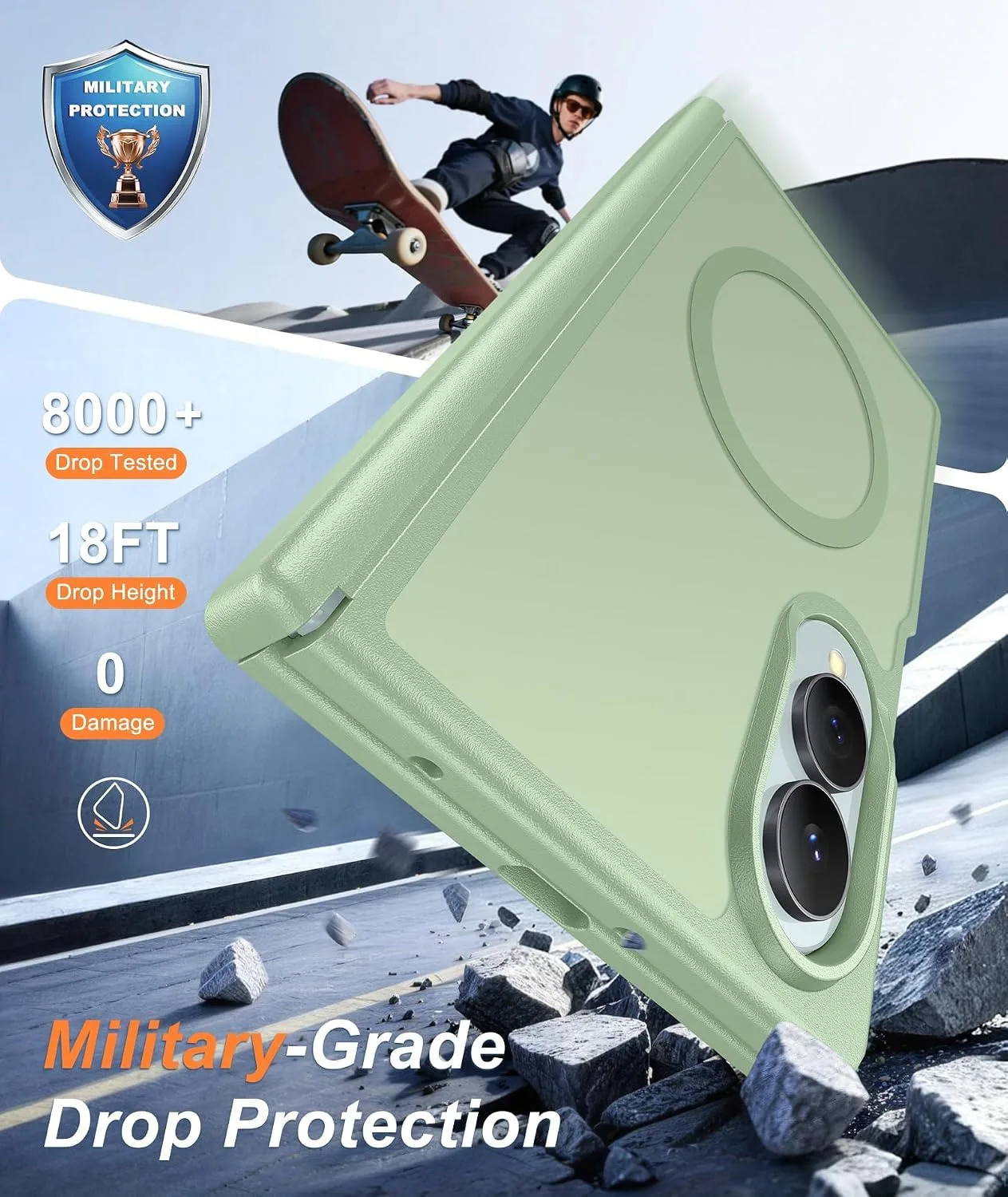FNTCASE for Samsung Galaxy Z Fold 8 Case Fit for MagSafe Light Green
