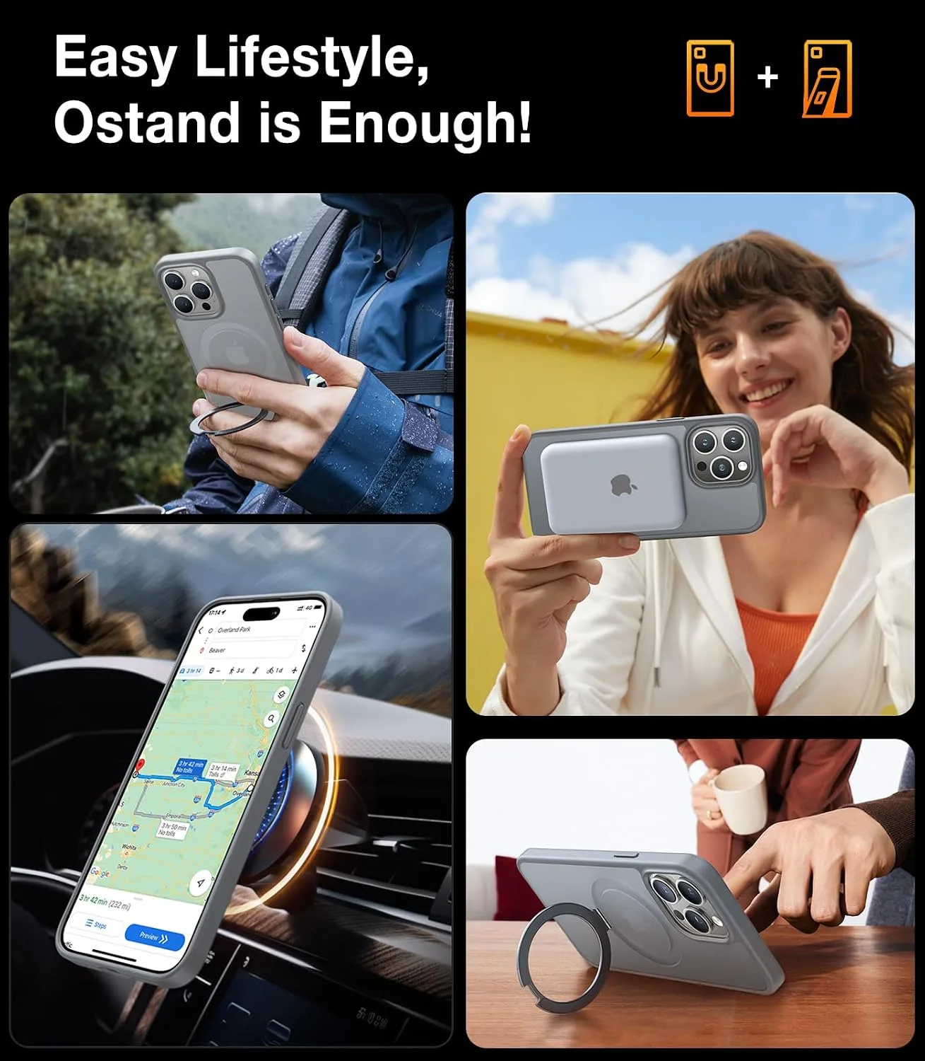 TORRAS Magnetic Ostand for iPhone 15 Pro Max Case Mil-Grade Drop Tested