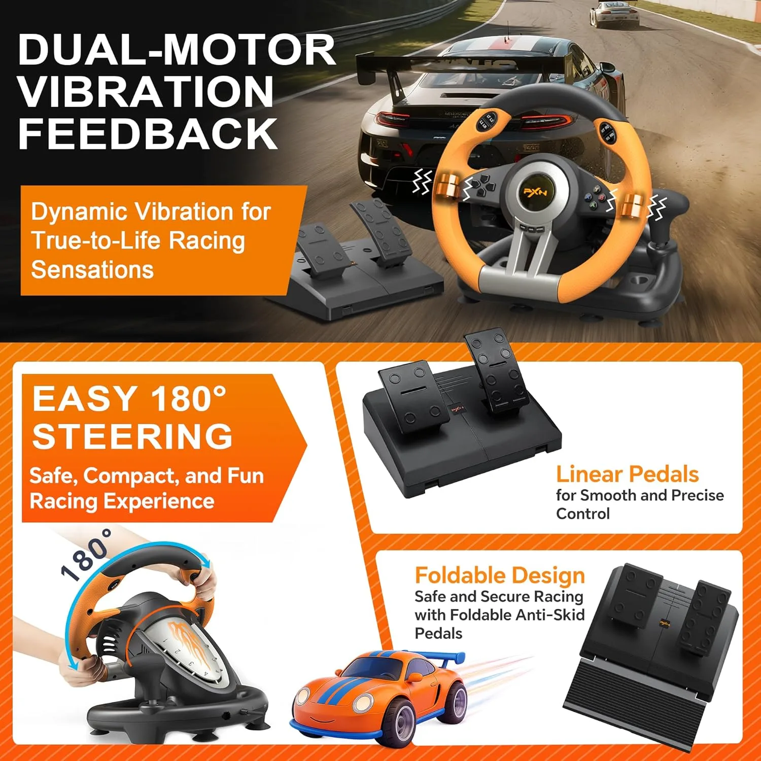PXN V3 Pro Gaming Steering Wheel with Pedals