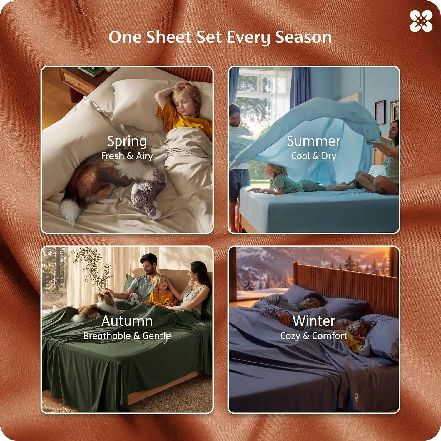 Bedsure PureWoven 100% Rayon Derived from Bamboo, Full Size Sheets, 4 PCS