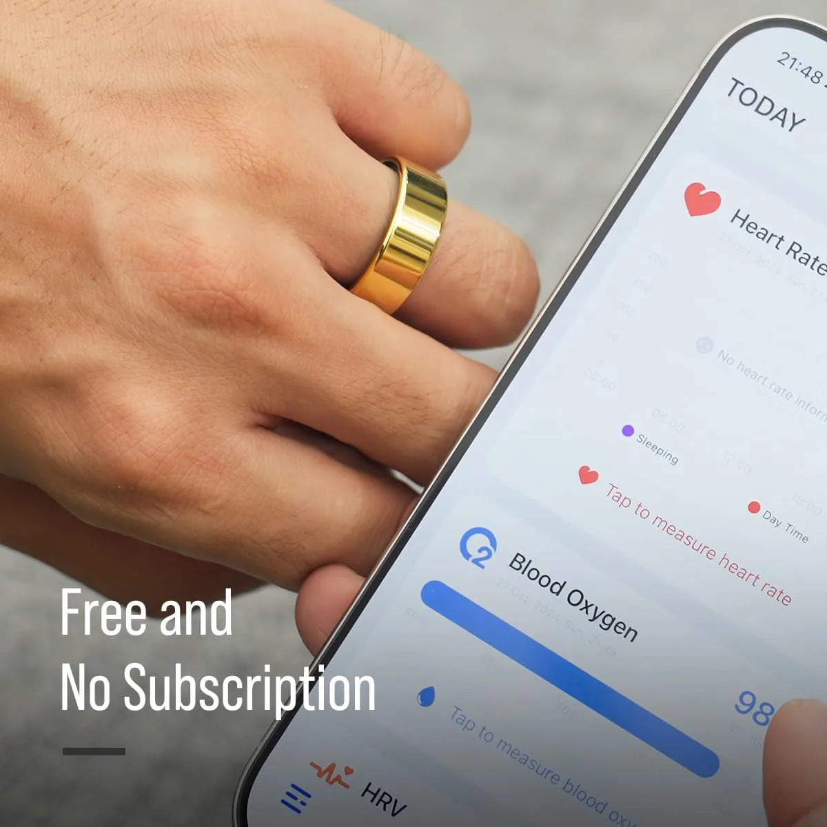 Herz P1 Smart Ring for Women & Men - (Size 12) 24/7 Health Metrics Fitness Ring, Tracks 20+ Biometrics, 6 Day Battery Life, Waterproof Stainless Steel, Free APP for iOS Android, No Subscription