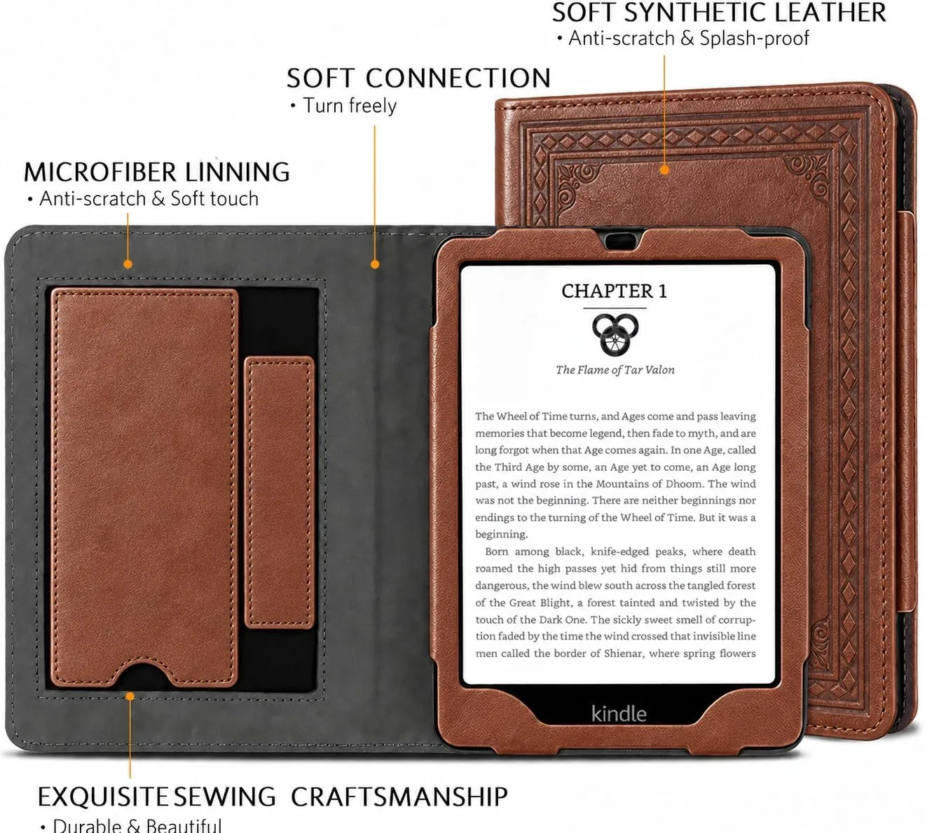 CoBak Case for 6" Kindle 2026 New Model, Dark Brown