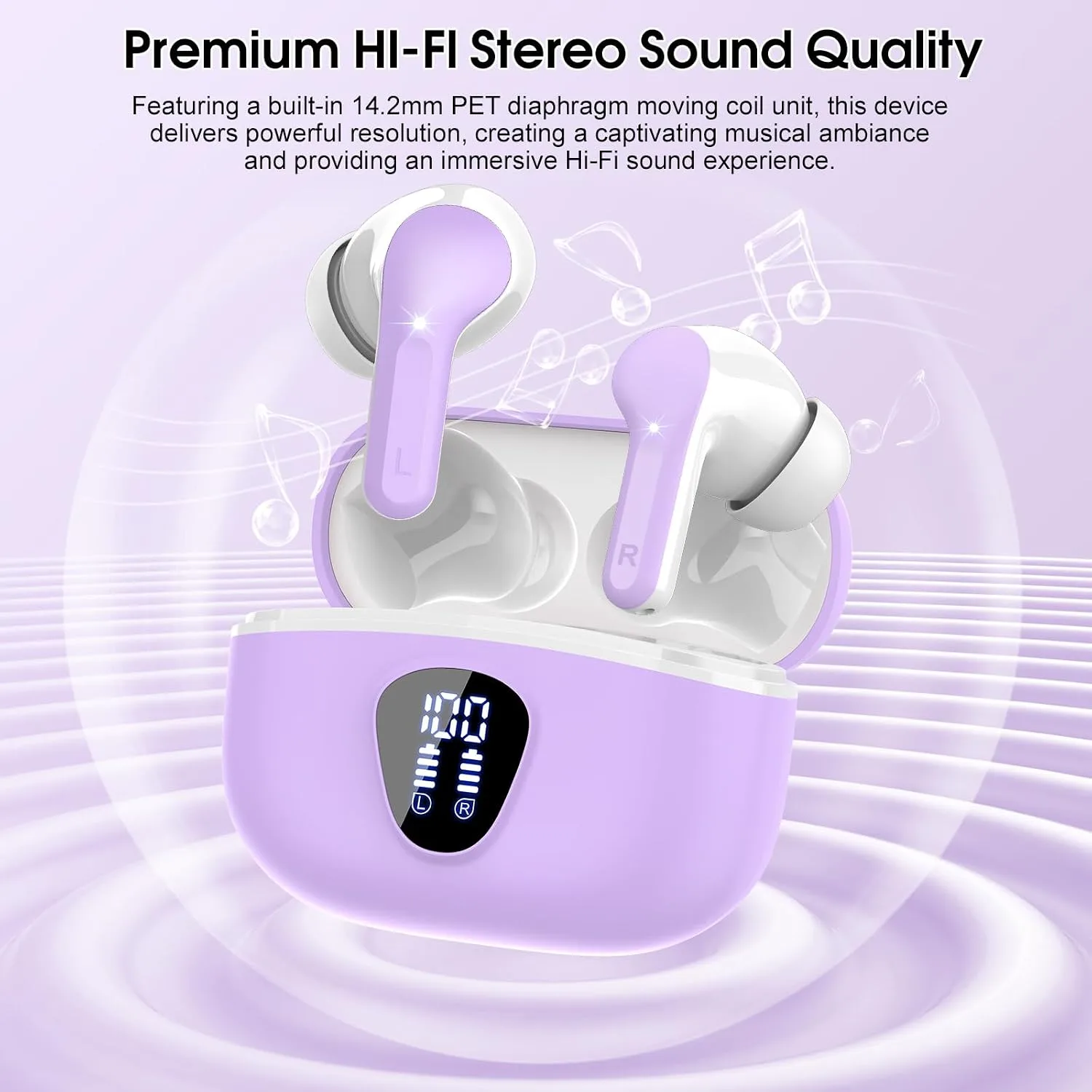 Wireless Earbuds, Bluetooth 5.4 Headphones HiFi Stereo, Bluetooth Earbuds
