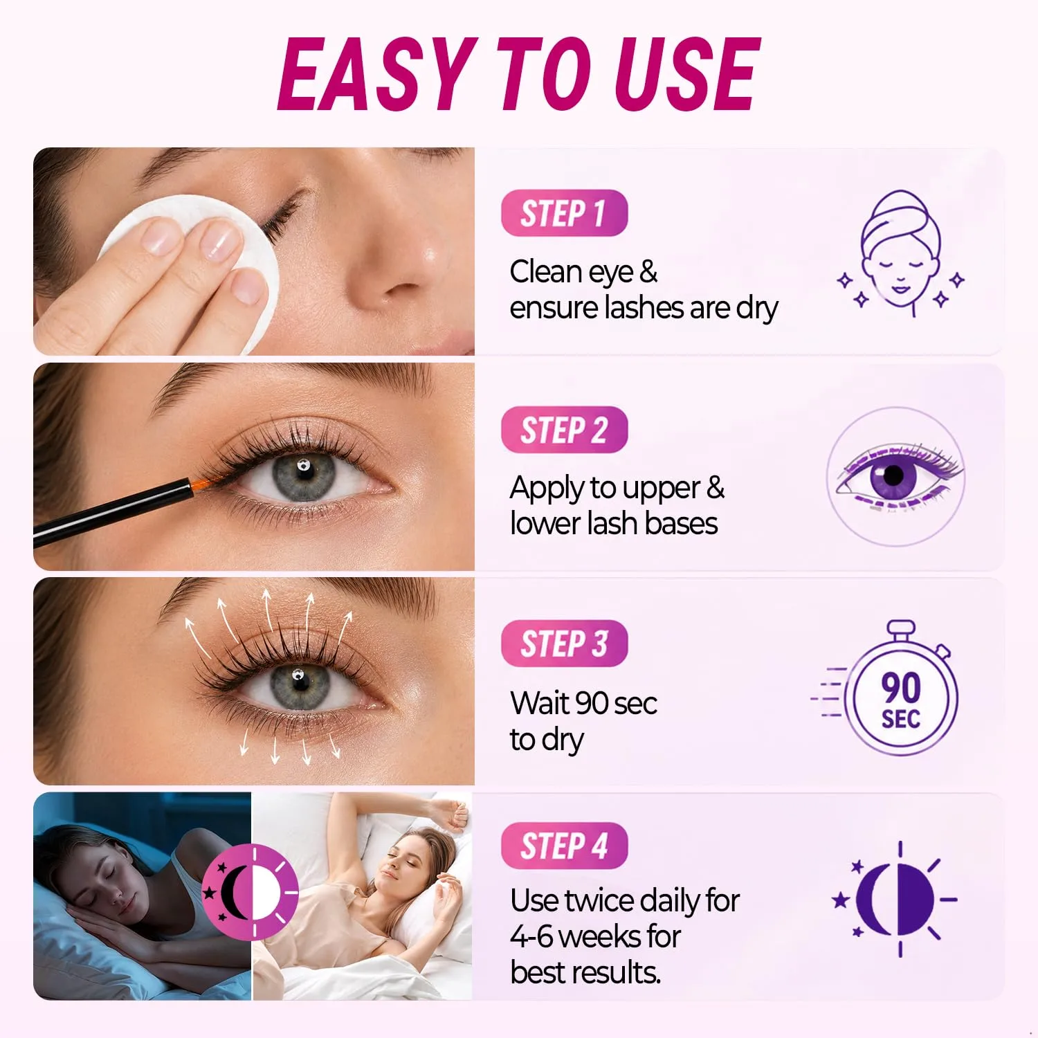 Nshcne Eyelash Growth Serum-2 Pack Peptides Formula for Fuller Lashes,Brows,10ml A