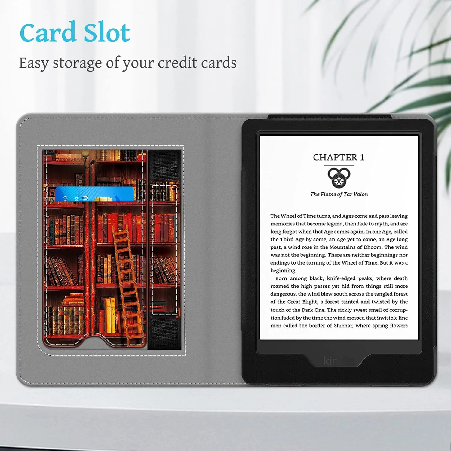 Fintie Stand Case for 6" Kindle 11th Generation 2024/2022, Library